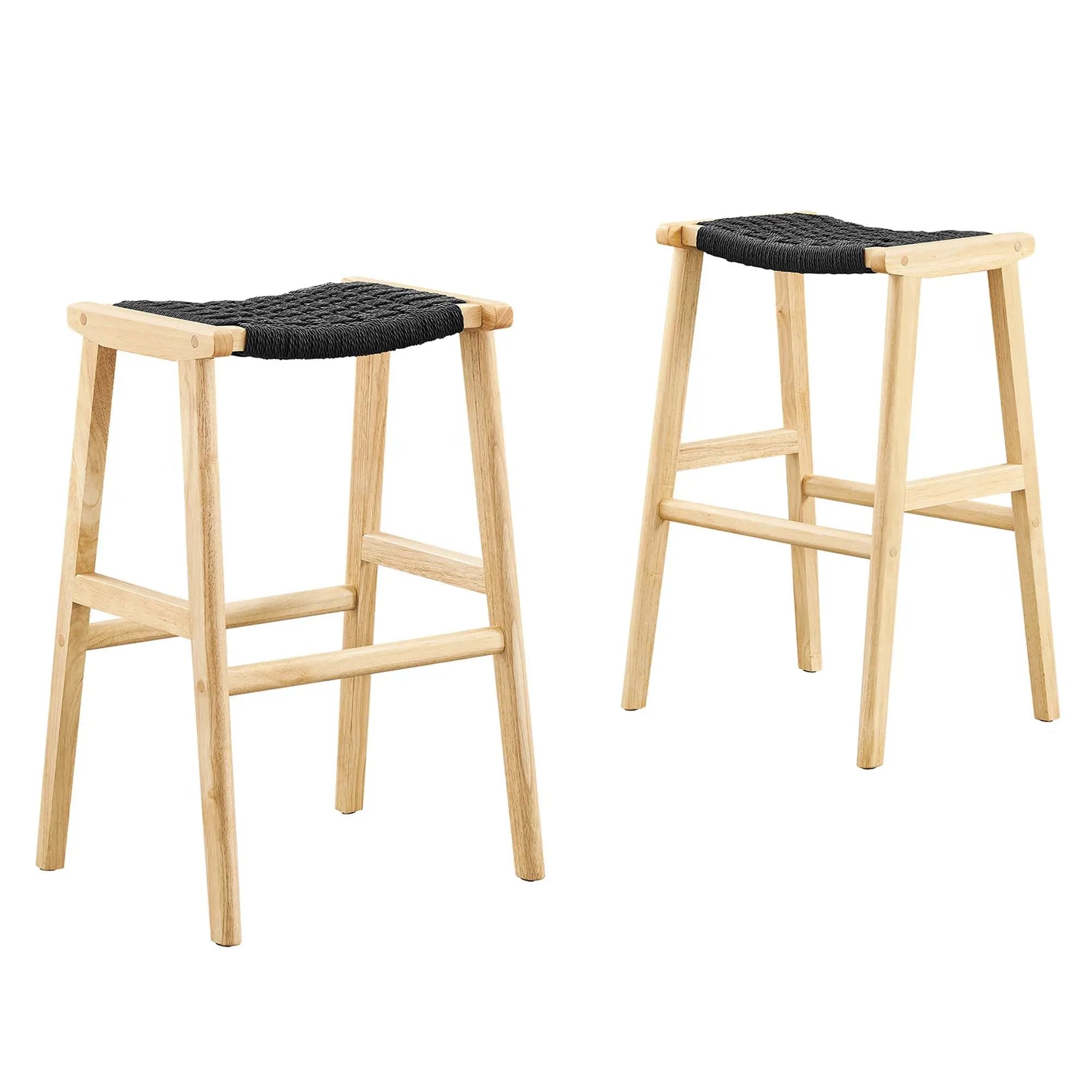 Saoirse Woven Rope Wood Bar Stool Set of 2 by Modway by HouseOfZazla
