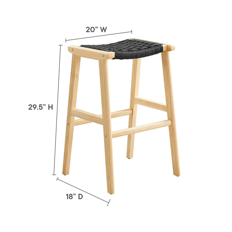 Saoirse Woven Rope Wood Bar Stool Set of 2 by Modway by HouseOfZazla