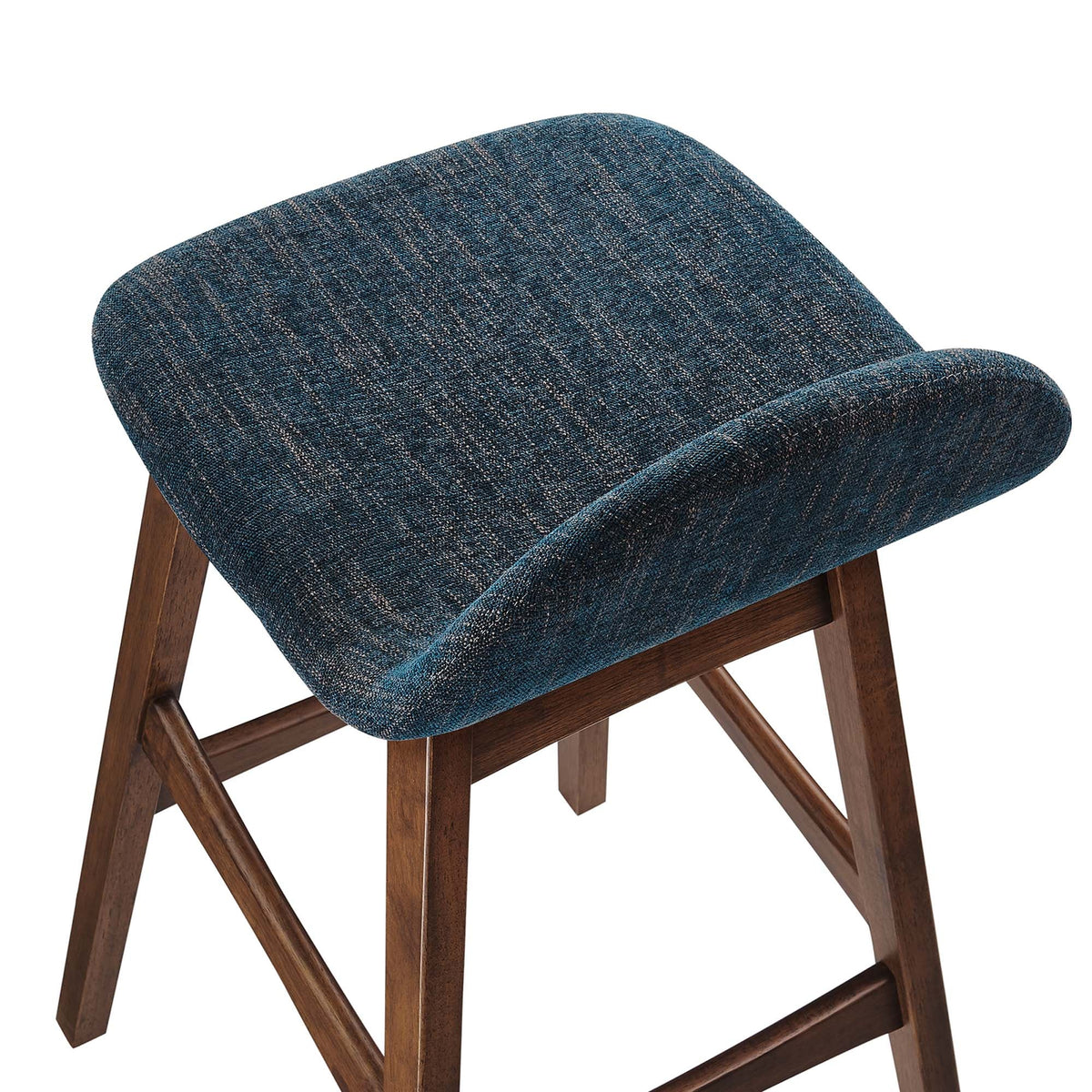 Juno Wood Bar Stool Set of 2 by Modway - Navy Fabric / Ivory Fabric, photo 7 of 20