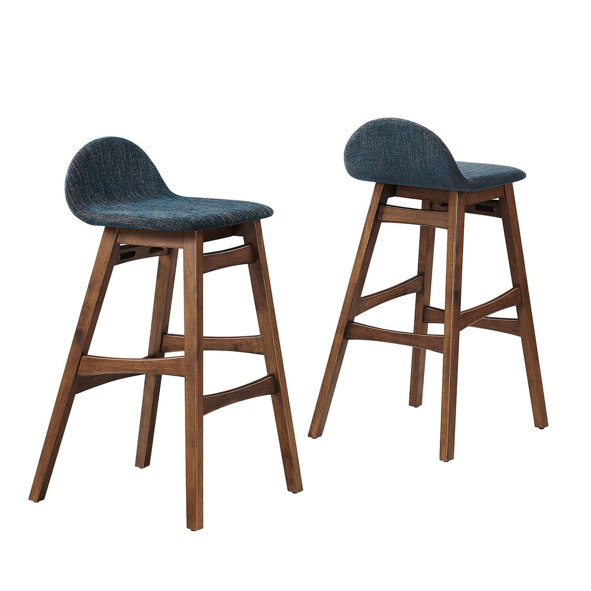Juno Wood Bar Stool Set of 2 by Modway - Navy Fabric / Ivory Fabric, photo 8 of 20