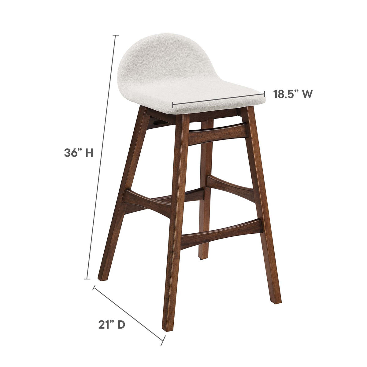 Juno Wood Bar Stool Set of 2 by Modway - Navy Fabric / Ivory Fabric, photo 13 of 20