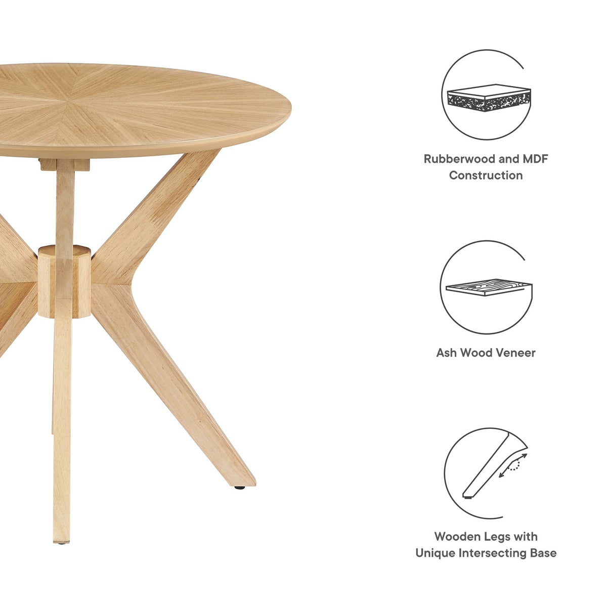 Crossroads 24" Round Wood Side Table by Modway, photo 11 of 26