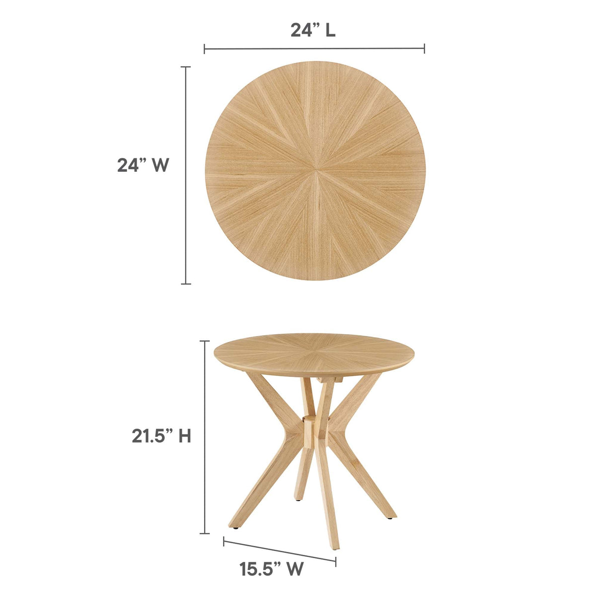 Crossroads 24" Round Wood Side Table by Modway, photo 10 of 26