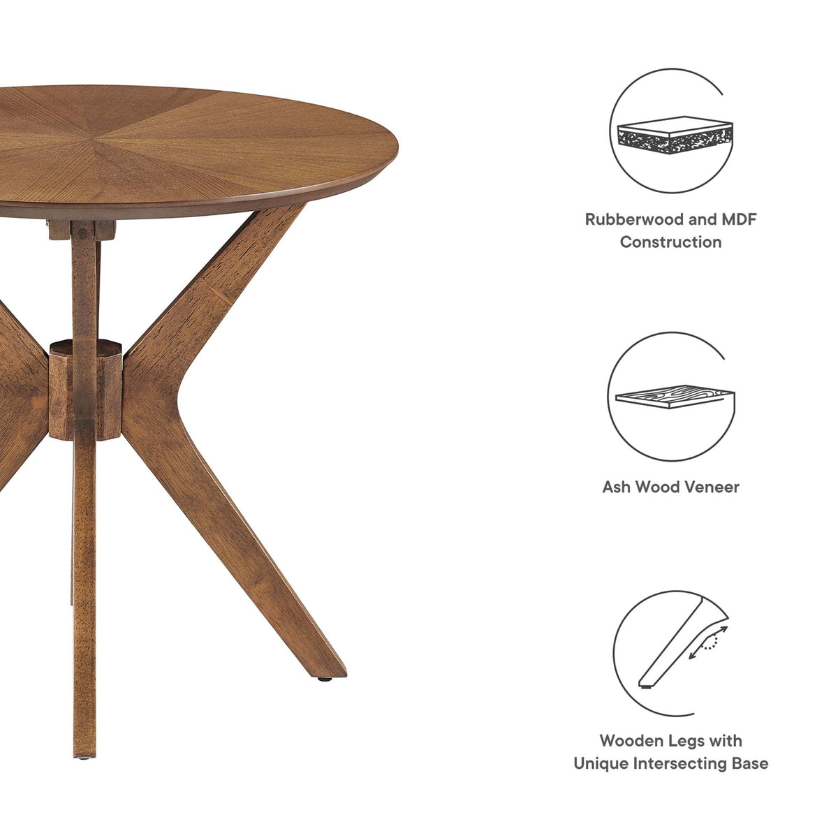Crossroads 24" Round Wood Side Table by Modway, photo 20 of 26