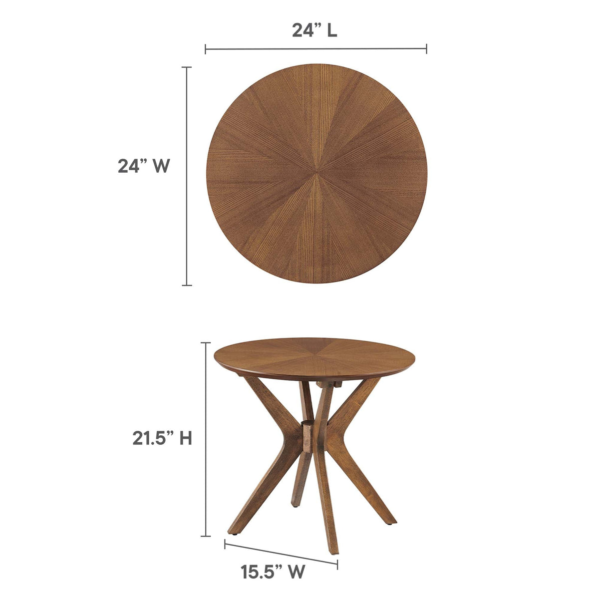 Crossroads 24" Round Wood Side Table by Modway, photo 19 of 26