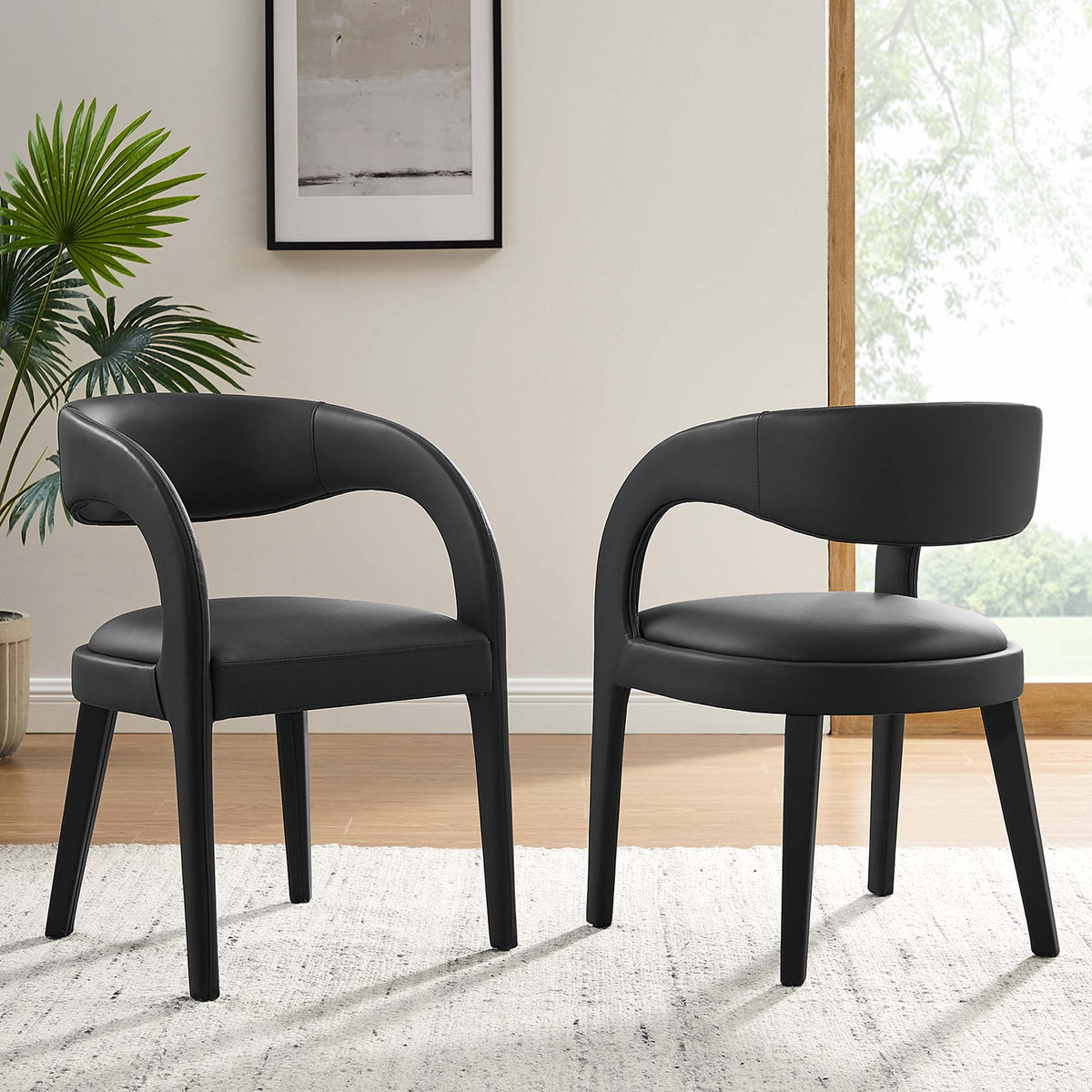 Pinnacle Vegan Leather Dining Chair Set of 2 by Modway, photo 9 of 20