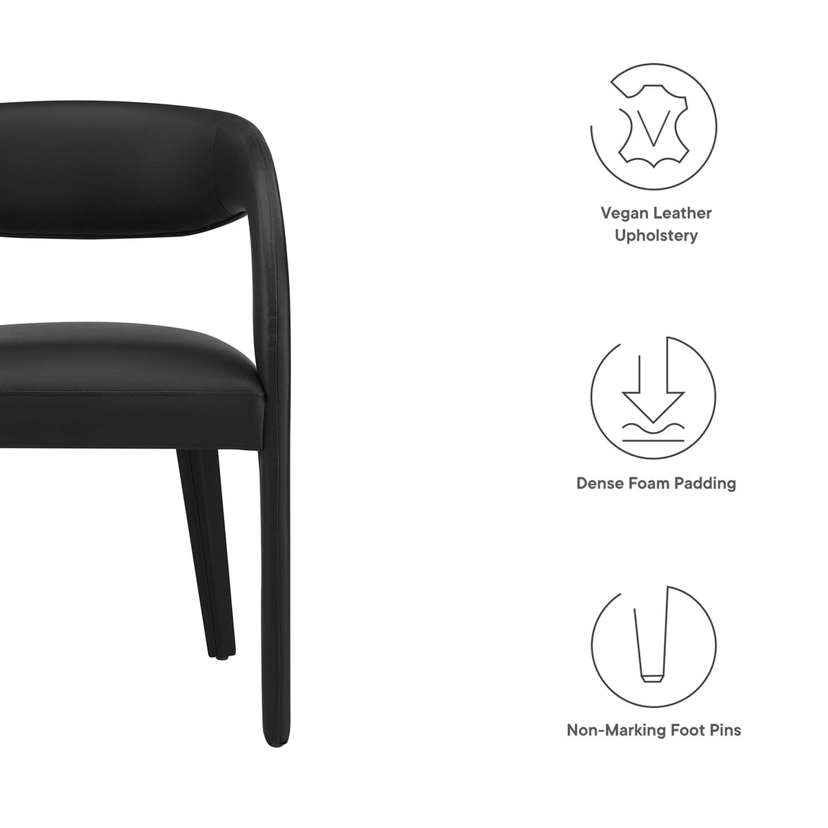 Pinnacle Vegan Leather Dining Chair Set of 2 by Modway, photo 2 of 20
