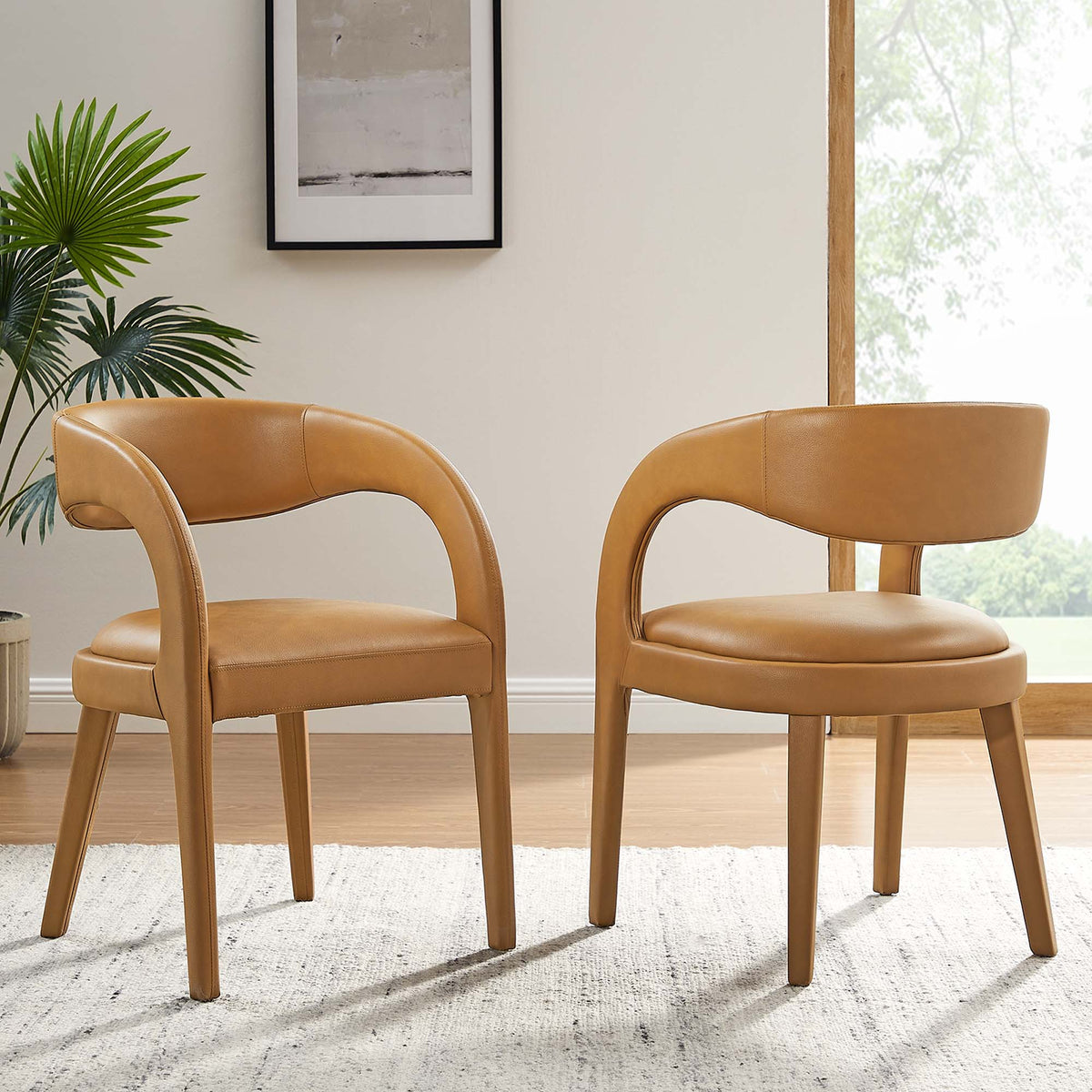 Pinnacle Vegan Leather Dining Chair Set of 2 by Modway, photo 19 of 20