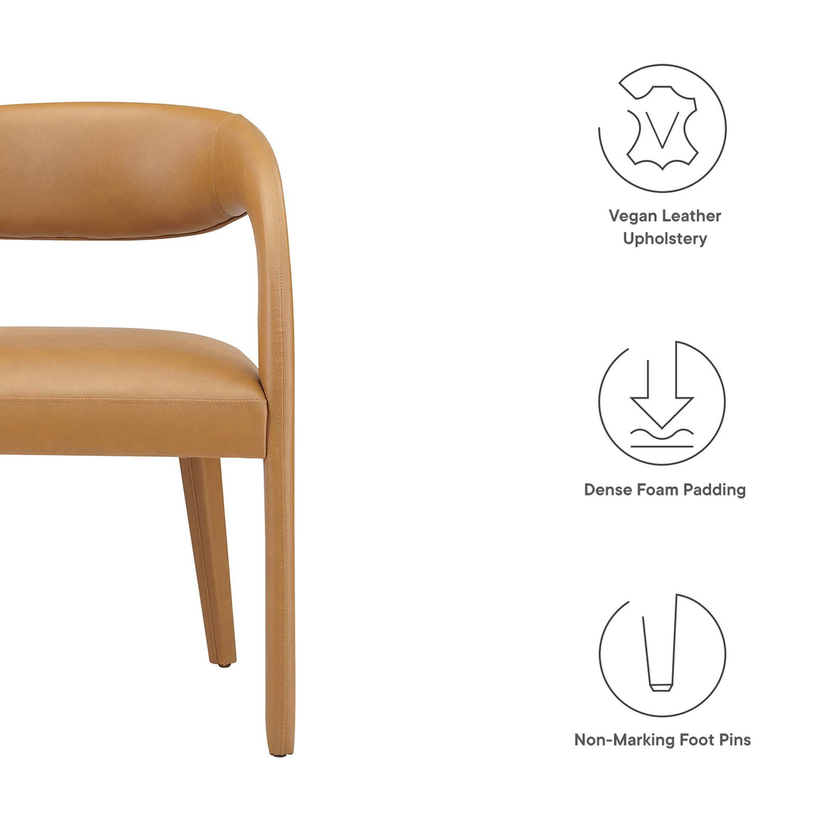 Pinnacle Vegan Leather Dining Chair Set of 2 by Modway, photo 12 of 20
