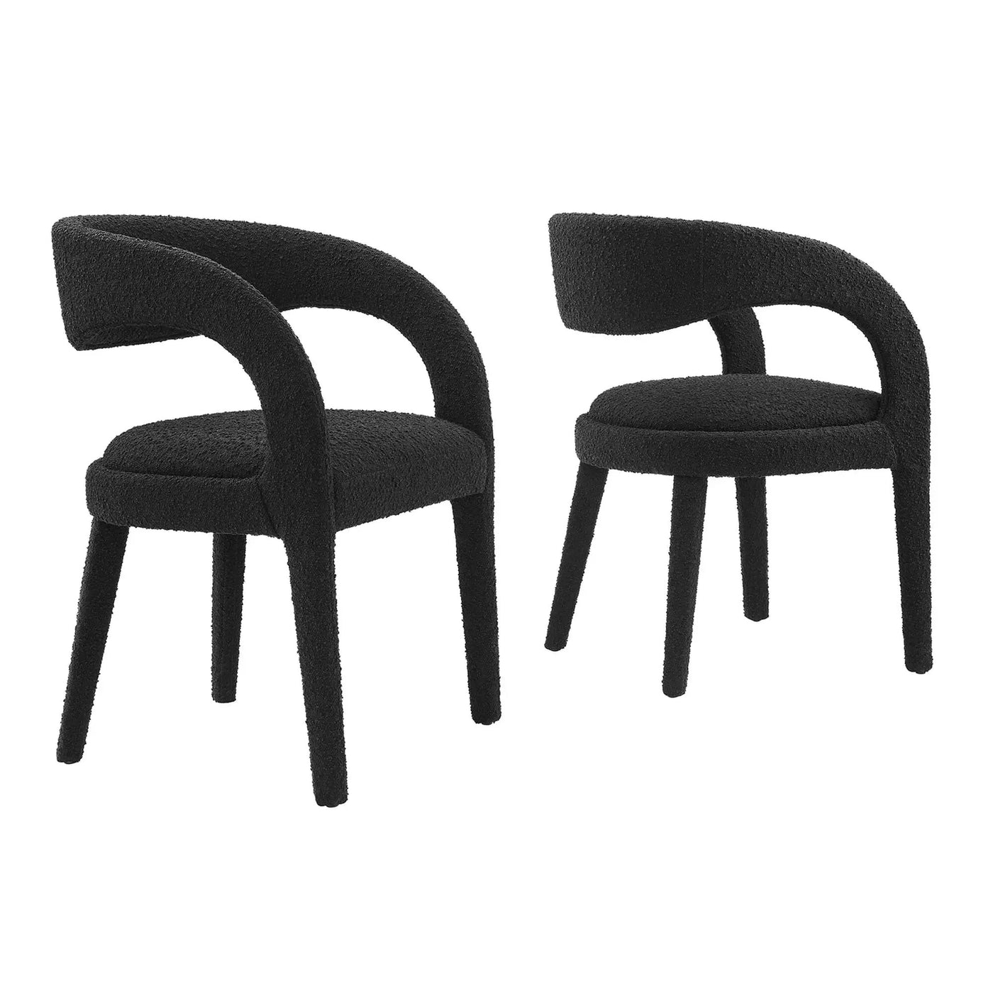 Pinnacle Boucle Upholstered Dining Chair Set of 2 by HouseOfZazla