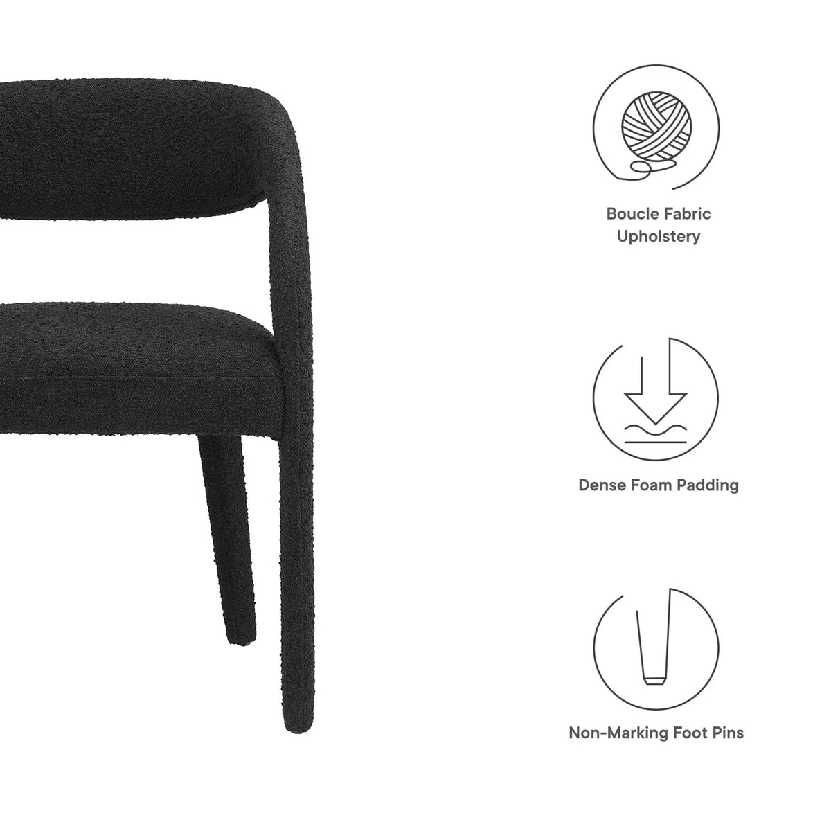 Pinnacle Boucle Upholstered Dining Chair Set of 2 by HouseOfZazla