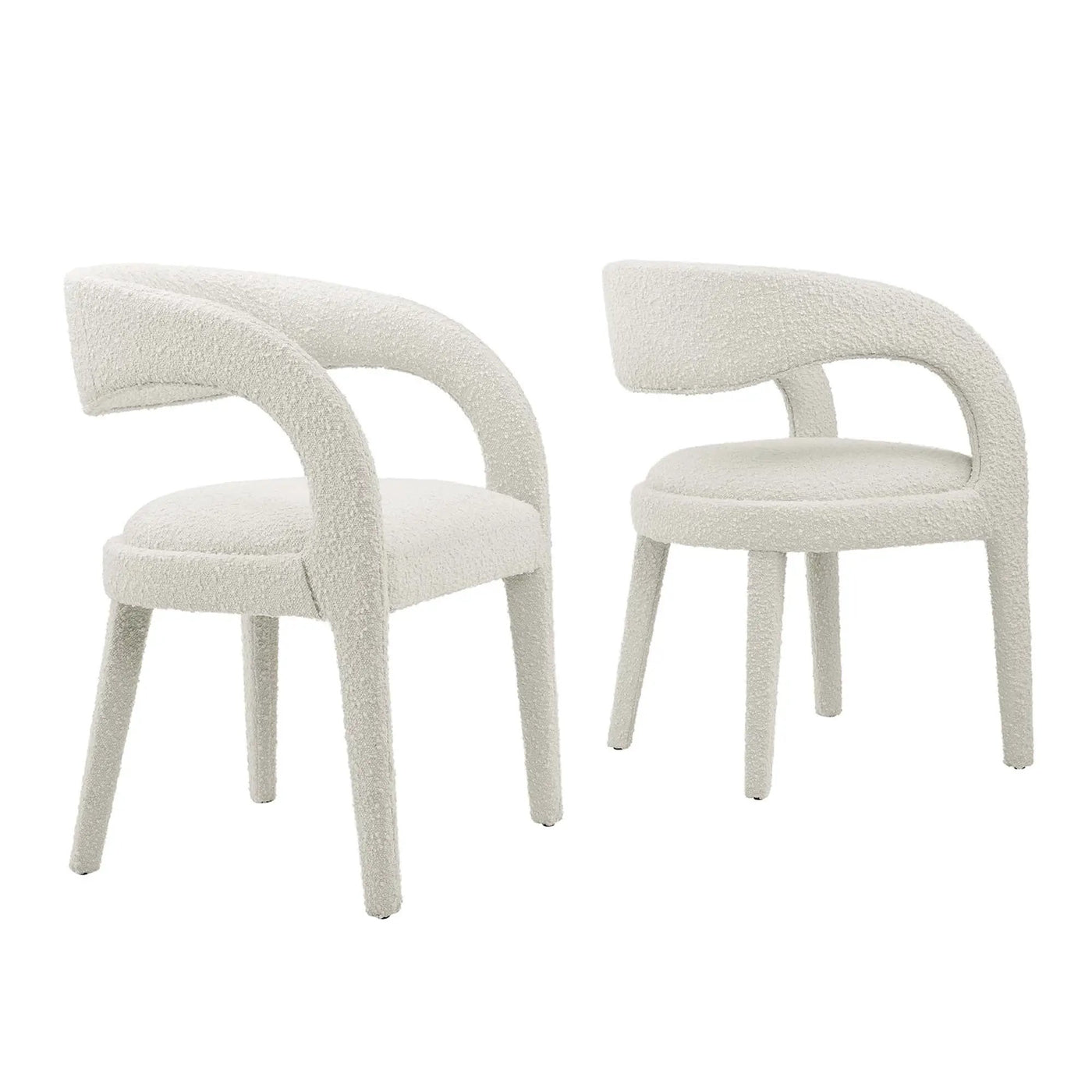Pinnacle Boucle Upholstered Dining Chair Set of 2 by HouseOfZazla