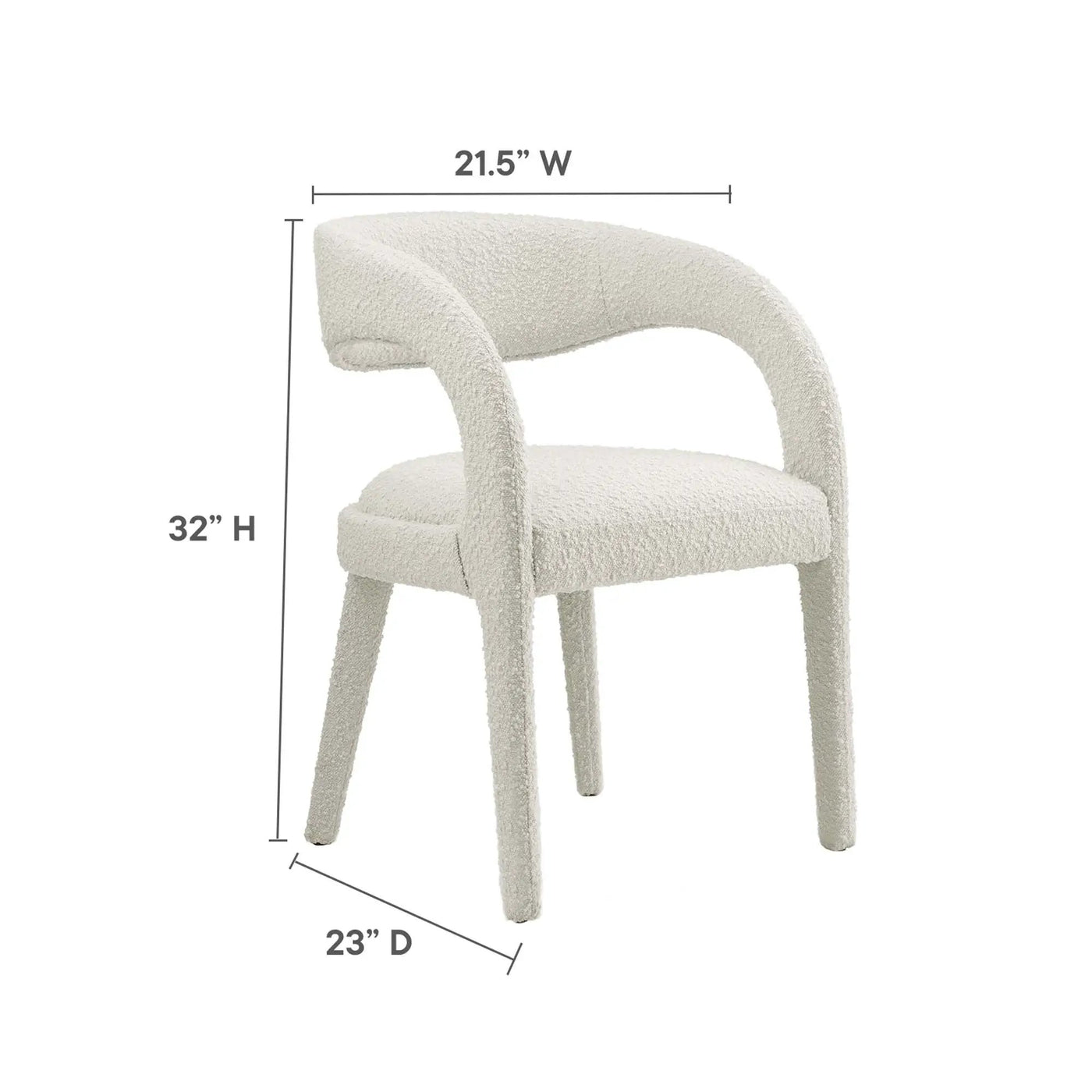 Pinnacle Boucle Upholstered Dining Chair Set of 2 by HouseOfZazla