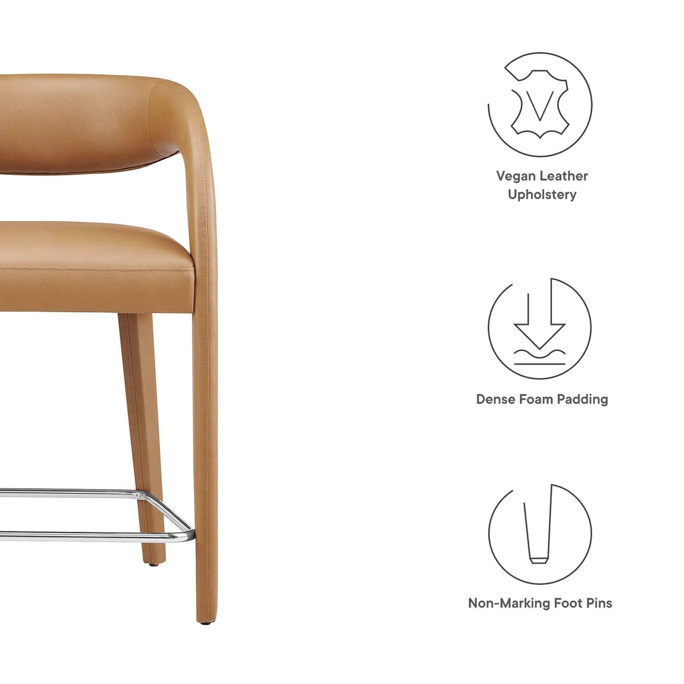 Pinnacle Vegan Leather Counter Stool Set of 2 by Modway by HouseOfZazla