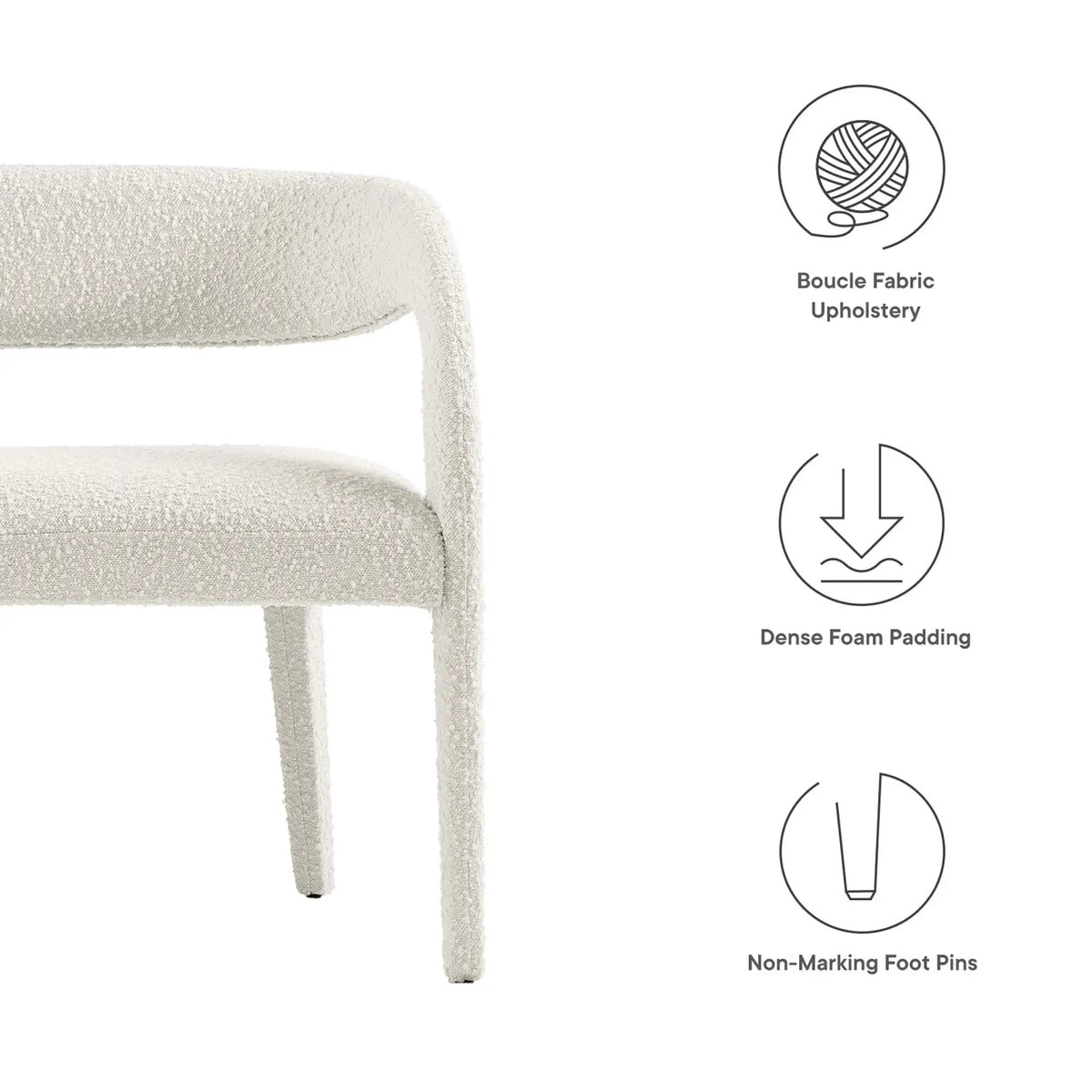 Pinnacle Boucle Fabric Accent Bench by Modway by HouseOfZazla
