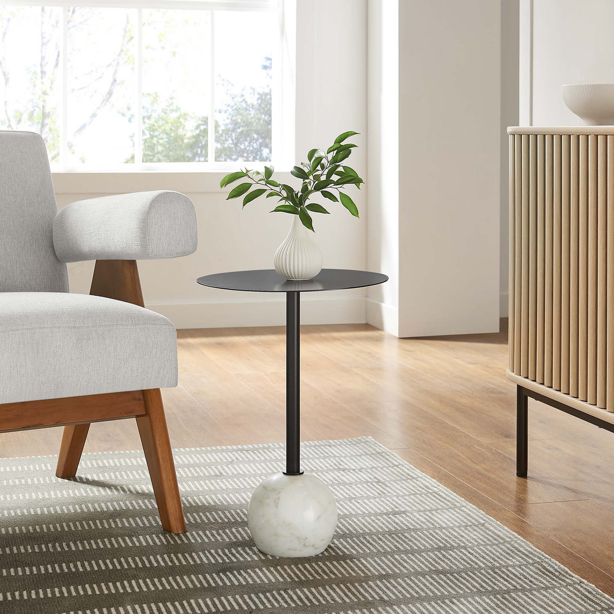 Aliza Round White Marble Side Table by Modway, photo 9 of 30