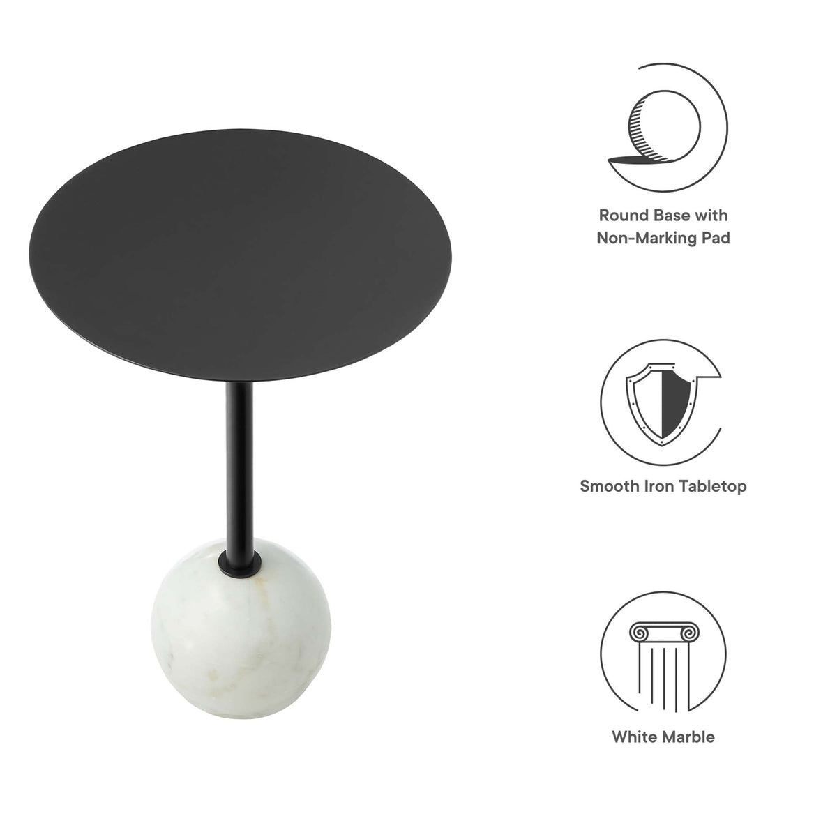 Aliza Round White Marble Side Table by Modway, photo 3 of 30