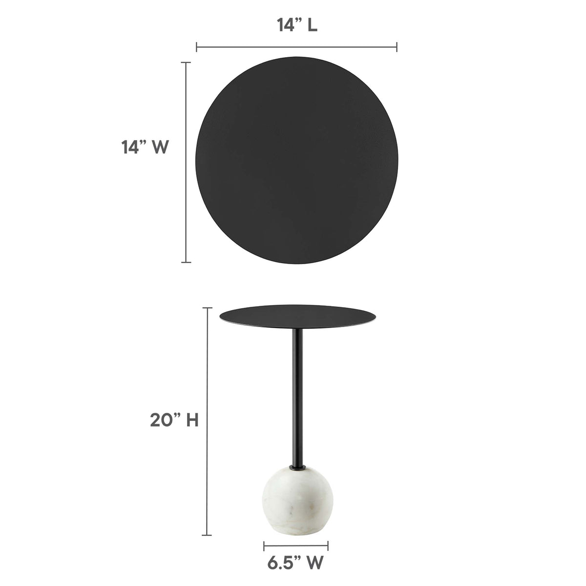Aliza Round White Marble Side Table by Modway, photo 2 of 30