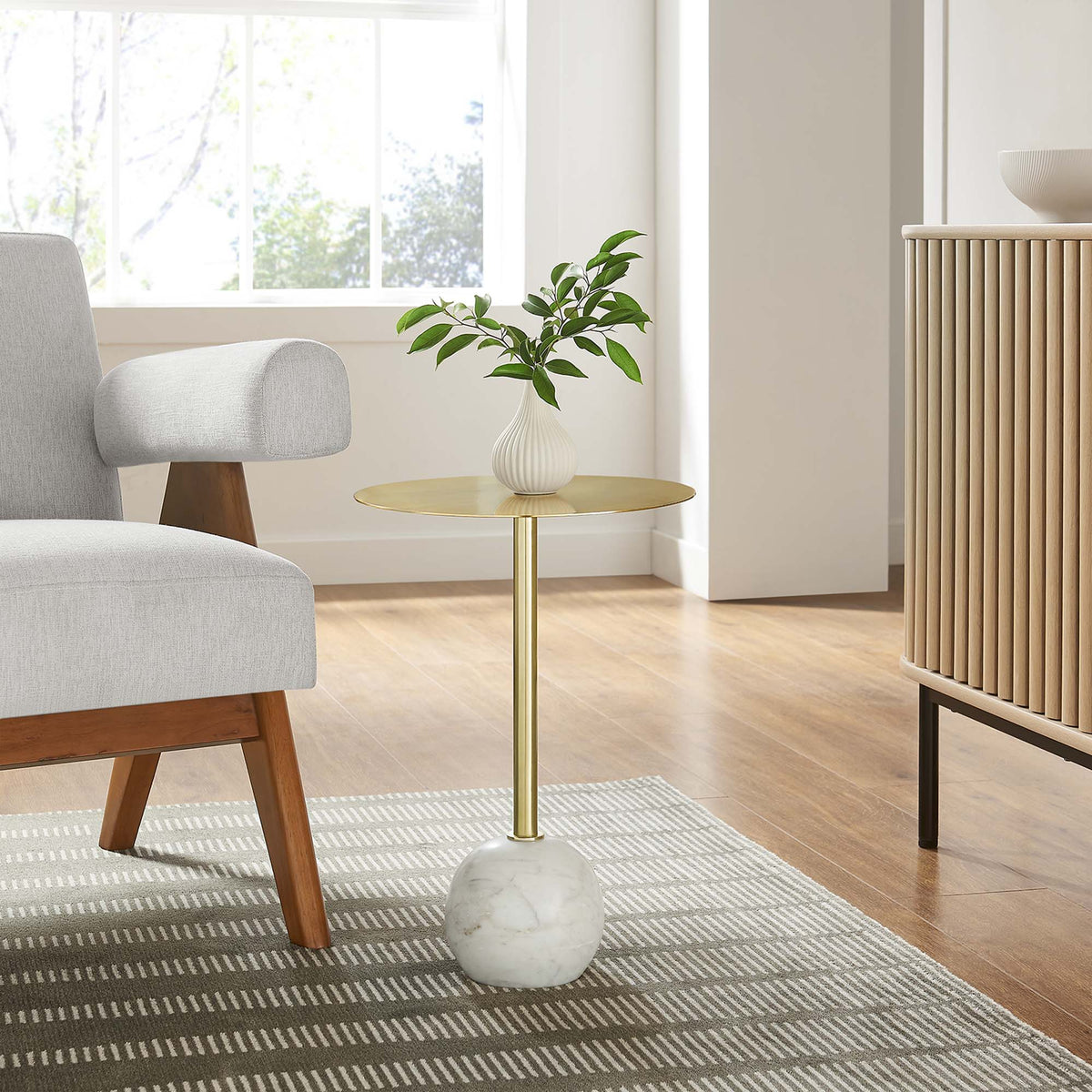 Aliza Round White Marble Side Table by Modway, photo 19 of 30