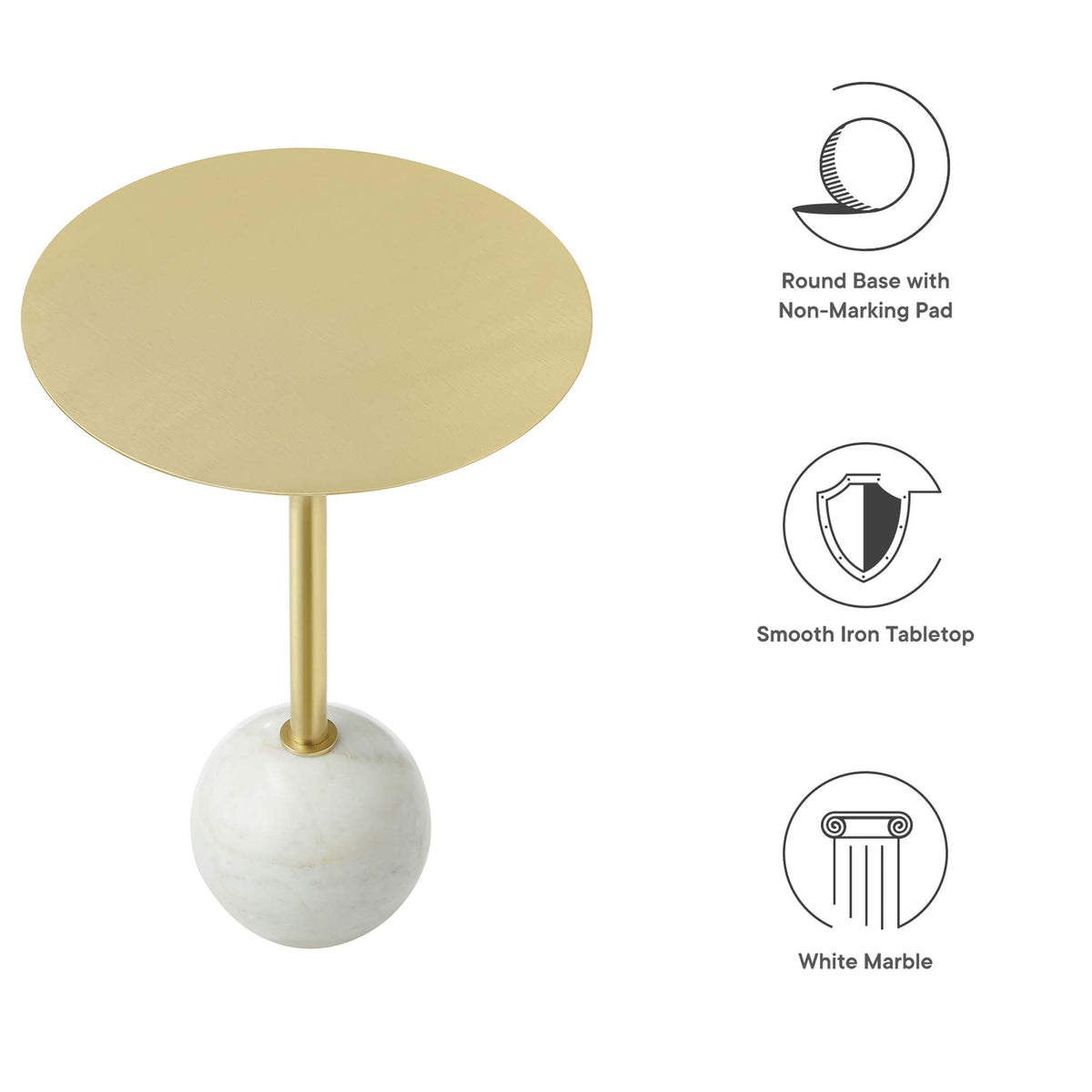 Aliza Round White Marble Side Table by Modway, photo 12 of 30