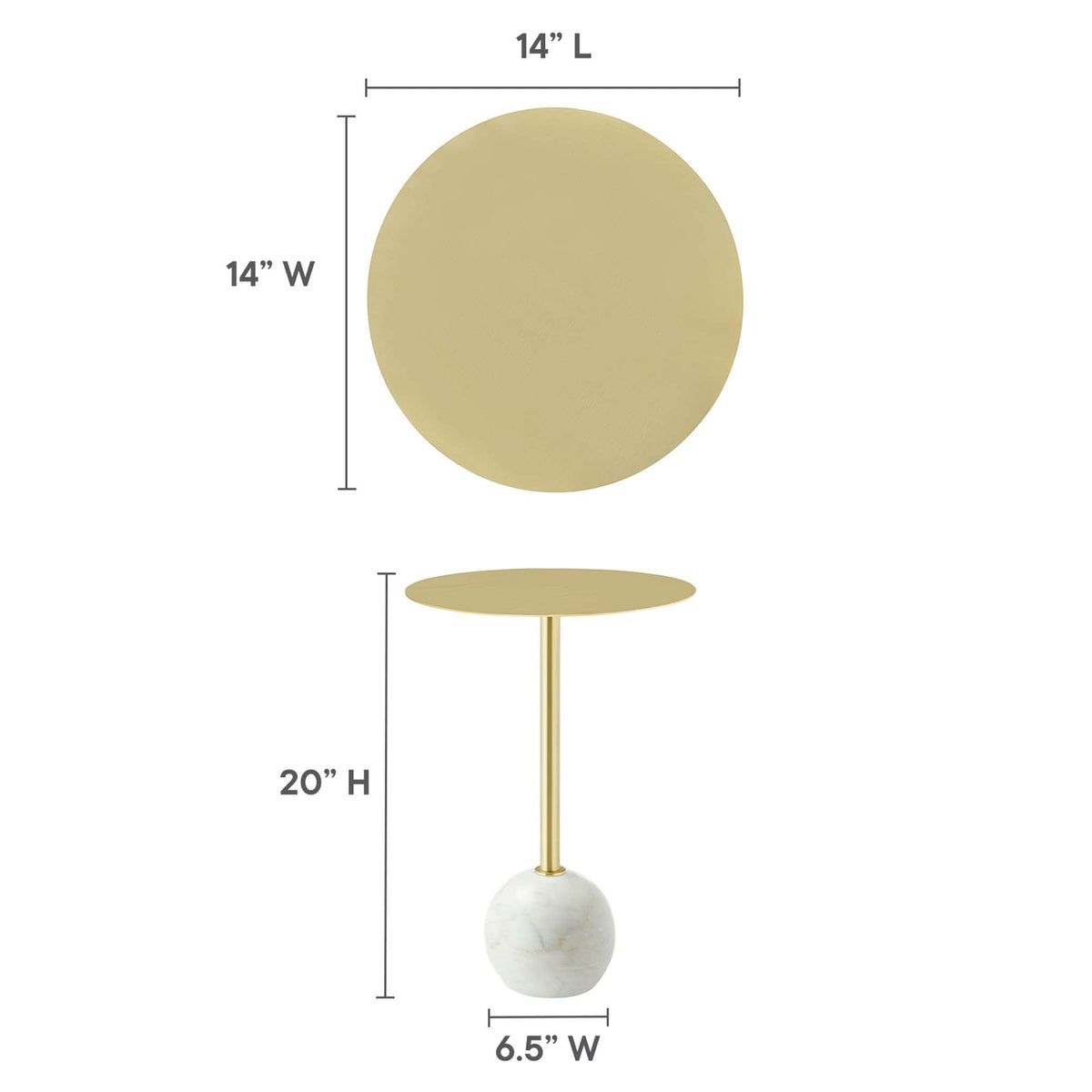 Aliza Round White Marble Side Table by Modway, photo 13 of 30