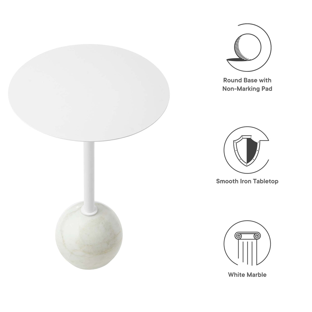 Aliza Round White Marble Side Table by Modway, photo 22 of 30