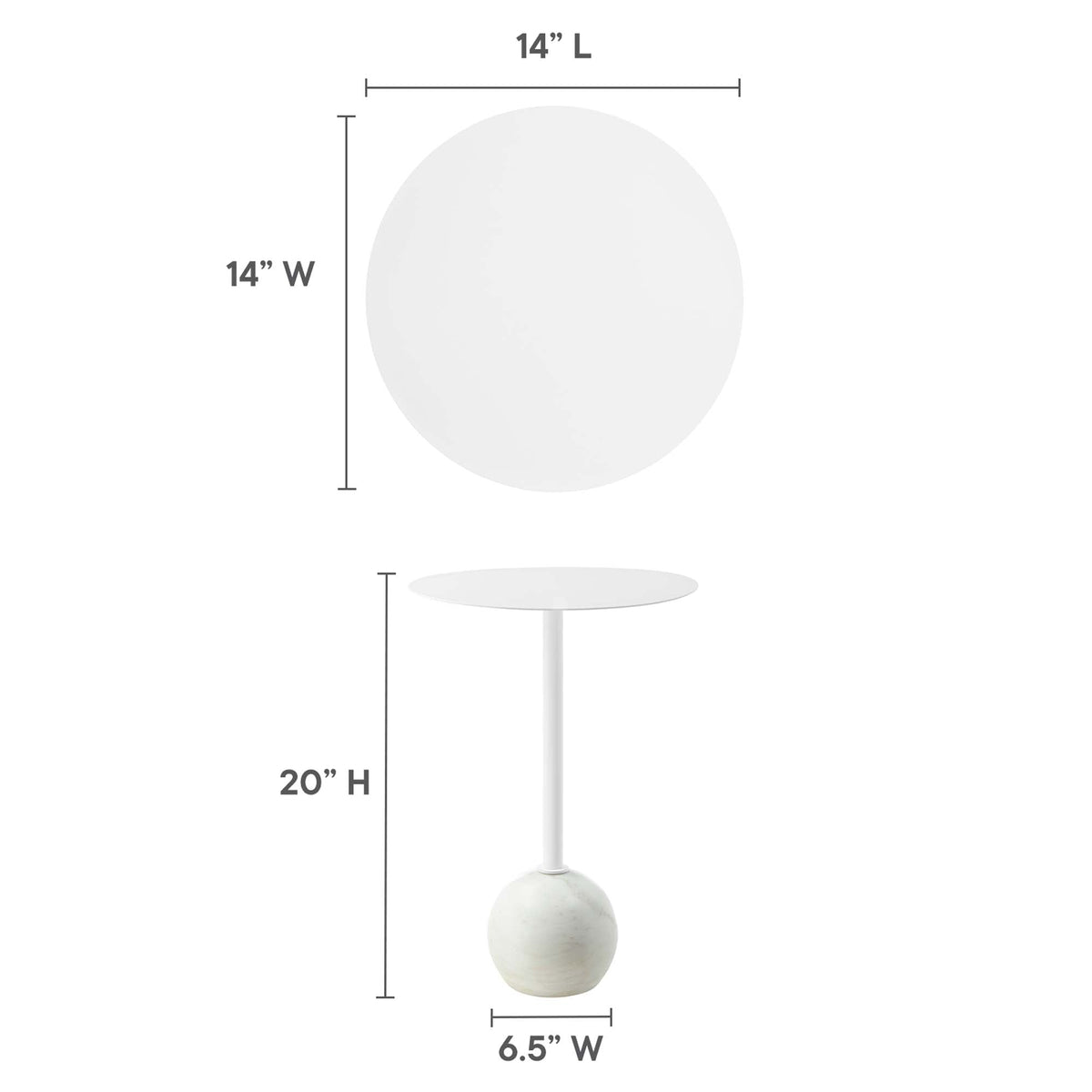 Aliza Round White Marble Side Table by Modway, photo 23 of 30