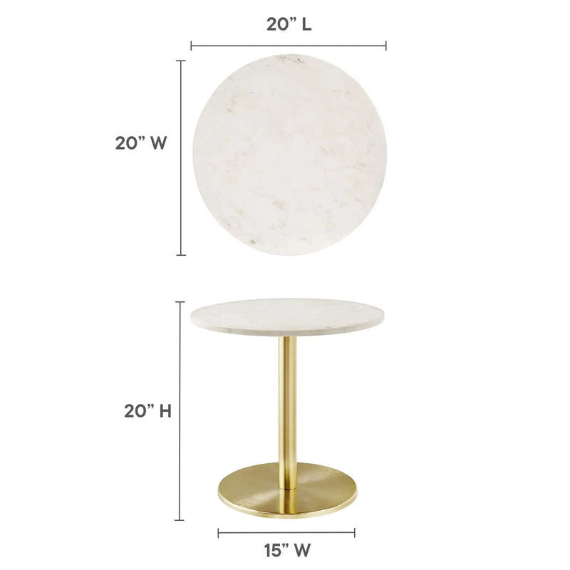 Viva Round White Marble Side Table by Modway by HouseOfZazla