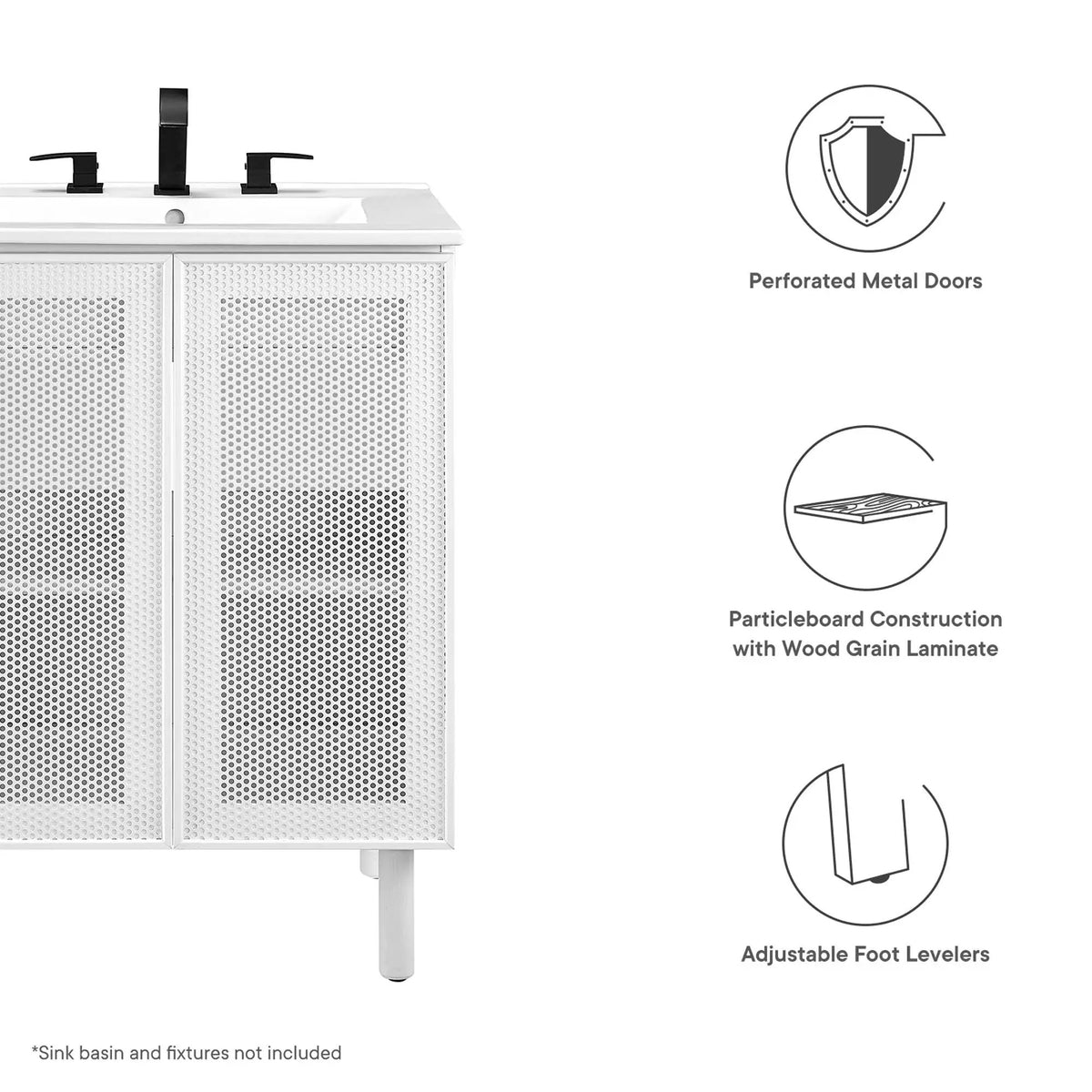 Calla 24" Perforated Metal Bathroom Vanity Cabinet by HouseOfZazla