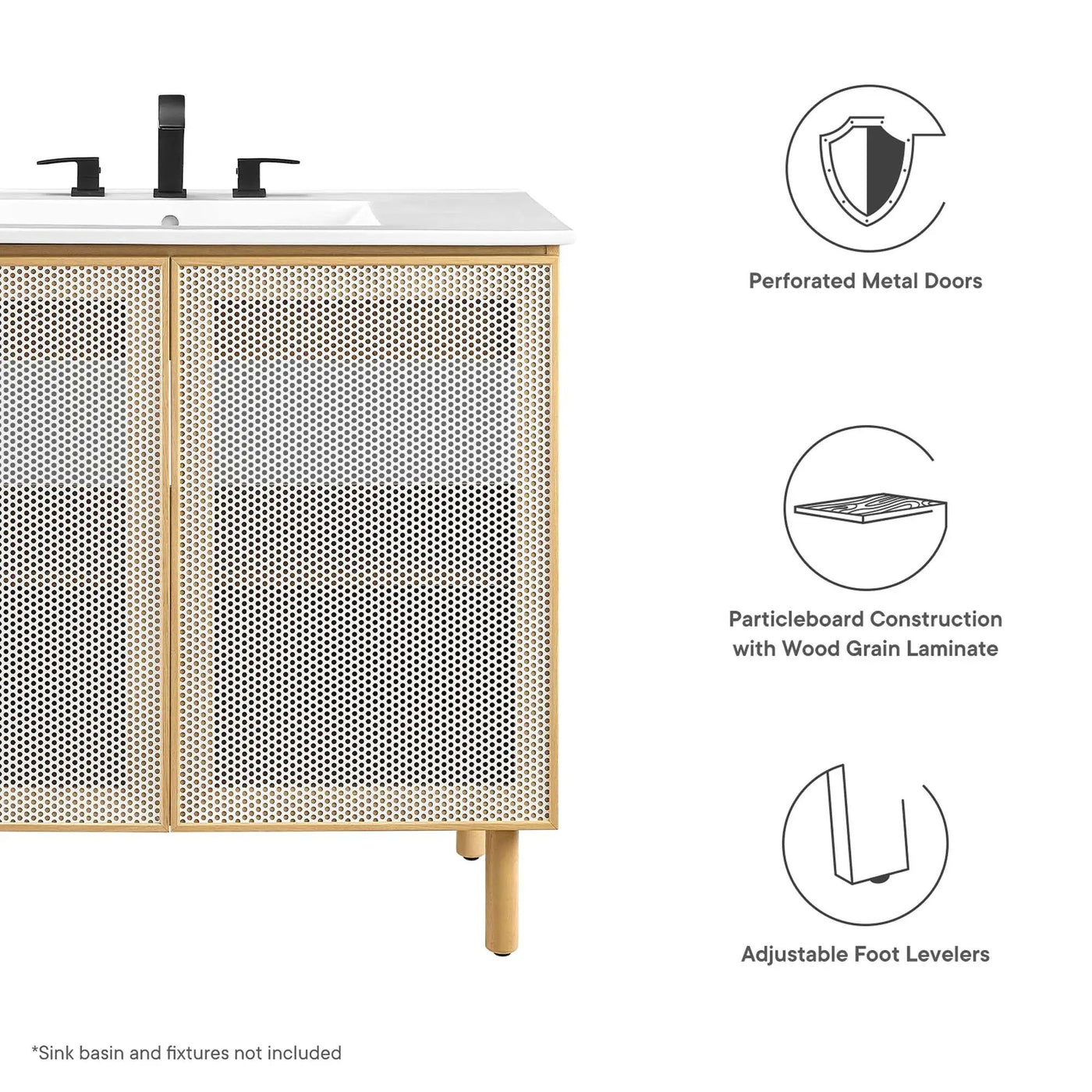Calla 36" Perforated Metal Bathroom Vanity Cabinet by Modway by HouseOfZazla
