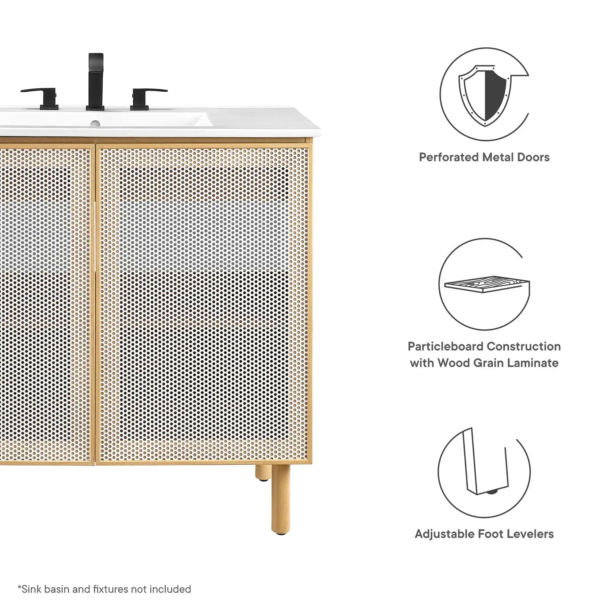 Calla 36" Perforated Metal Bathroom Vanity Cabinet by Modway by HouseOfZazla