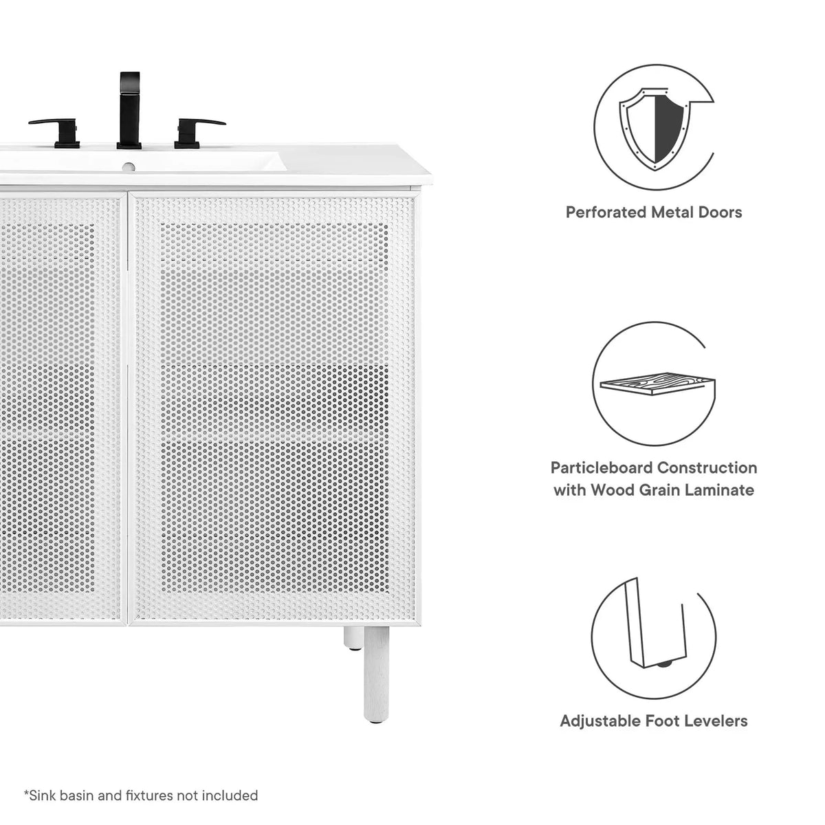 Calla 36" Perforated Metal Bathroom Vanity Cabinet by Modway by HouseOfZazla