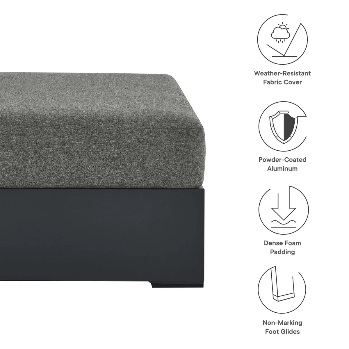Tahoe Outdoor Patio Powder-Coated Aluminum Ottoman by Modway by HouseOfZazla