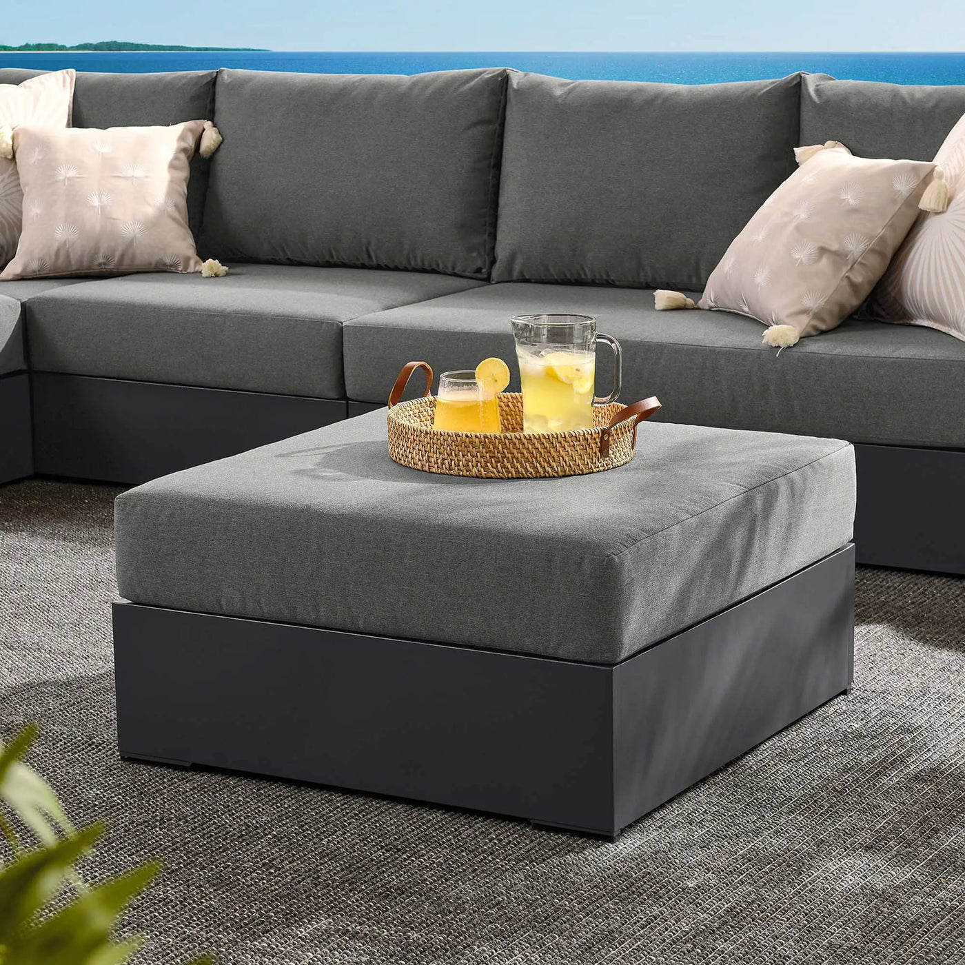 Tahoe Outdoor Patio Powder-Coated Aluminum Ottoman by Modway by HouseOfZazla