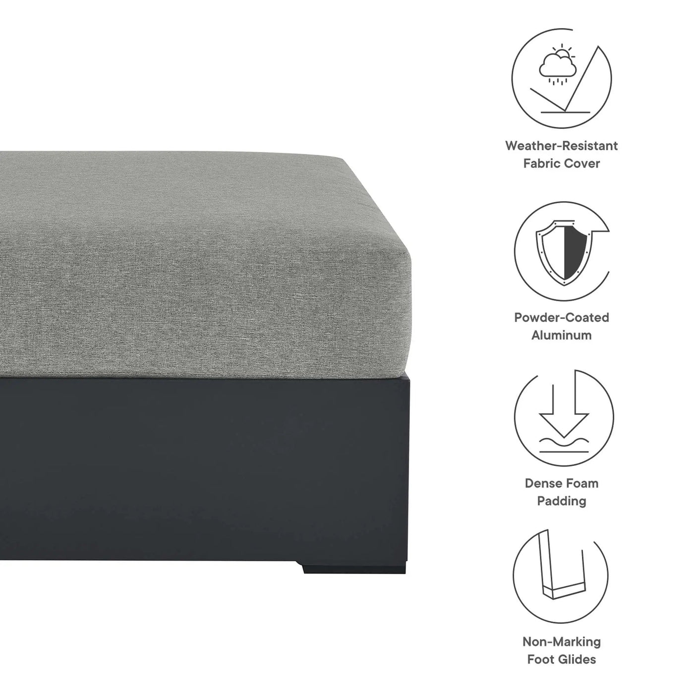 Tahoe Outdoor Patio Powder-Coated Aluminum Ottoman by Modway by HouseOfZazla