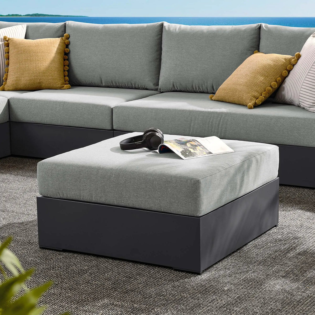 Tahoe Outdoor Patio Powder-Coated Aluminum Ottoman by Modway by HouseOfZazla
