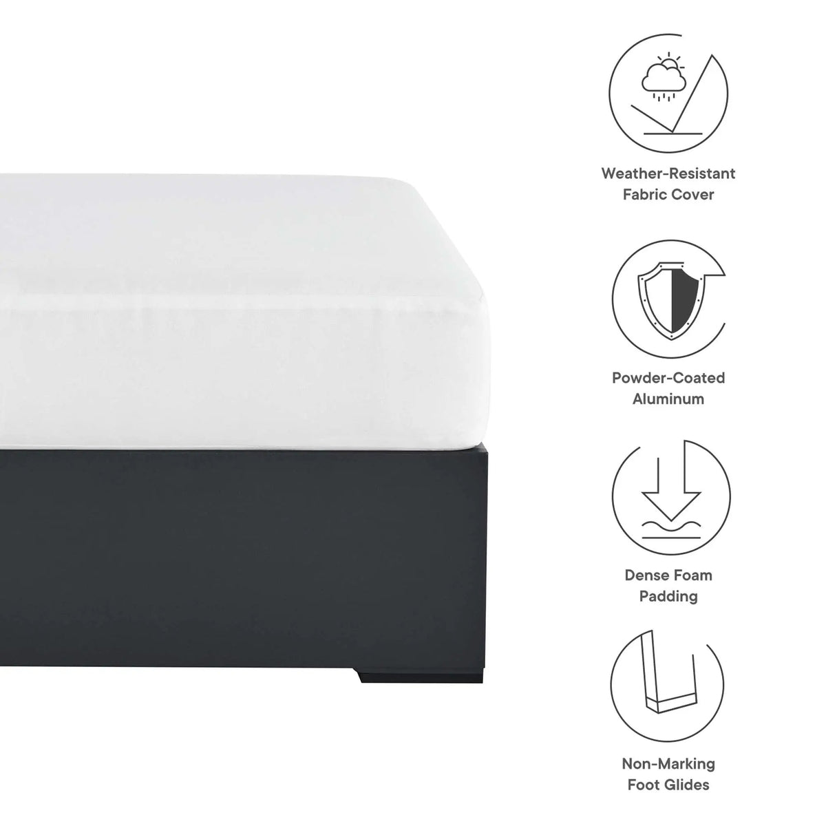 Tahoe Outdoor Patio Powder-Coated Aluminum Ottoman by Modway by HouseOfZazla