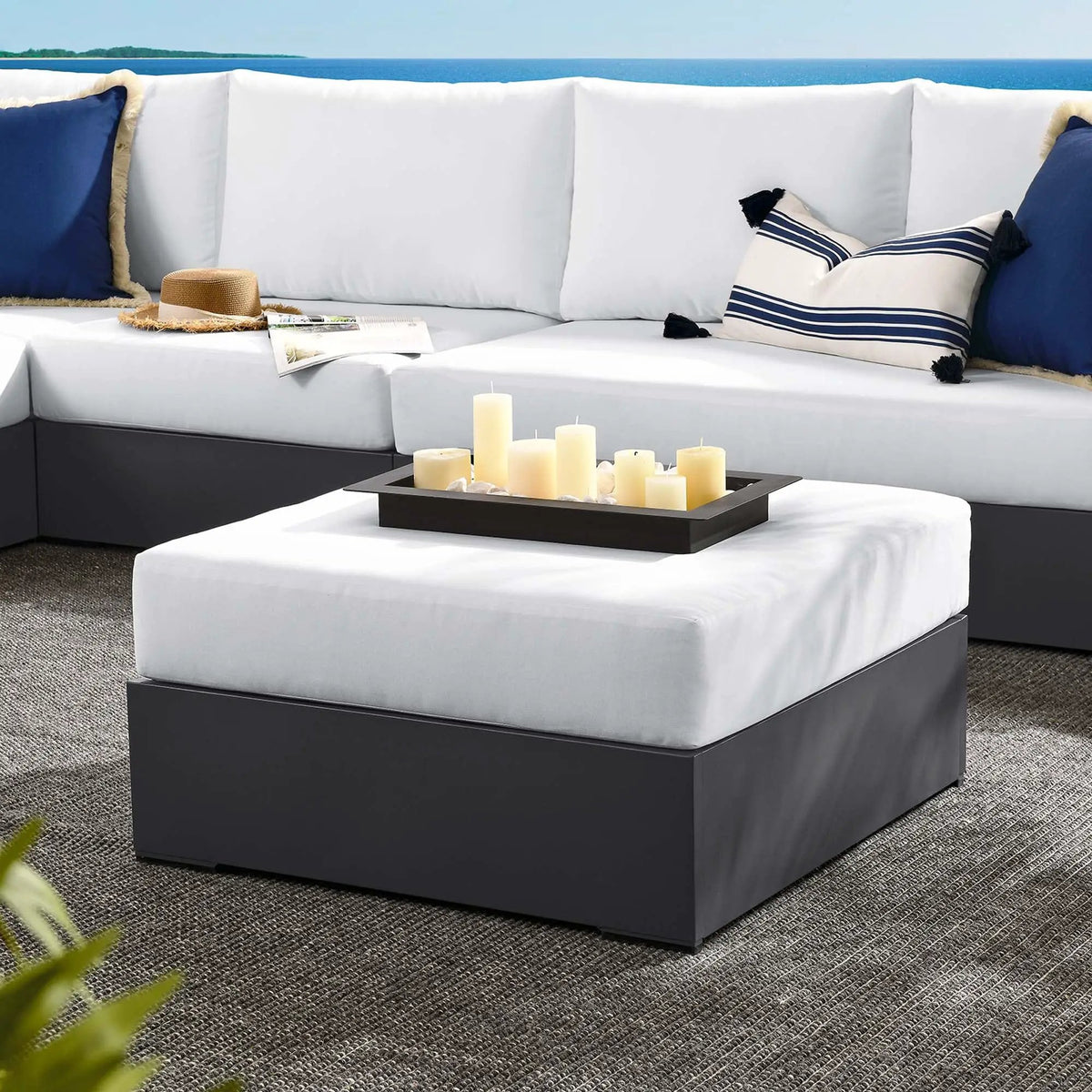 Tahoe Outdoor Patio Powder-Coated Aluminum Ottoman by Modway by HouseOfZazla