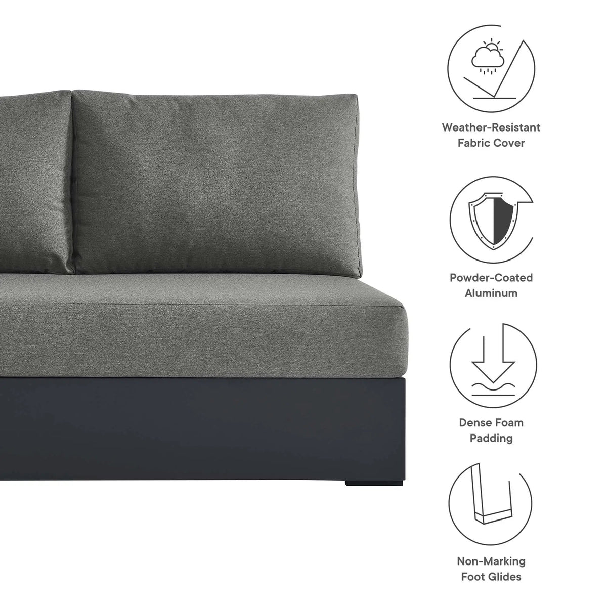Tahoe Outdoor Patio Powder-Coated Aluminum Modular Left-Facing Loveseat by HouseOfZazla