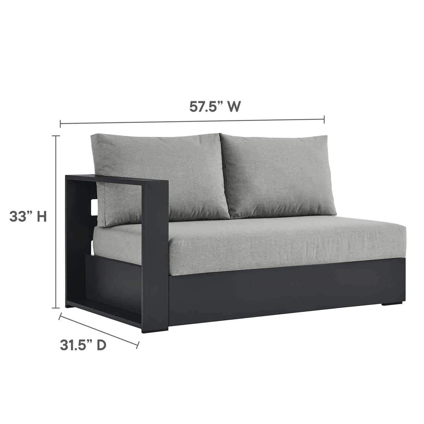 Tahoe Outdoor Patio Powder-Coated Aluminum Modular Left-Facing Loveseat by HouseOfZazla