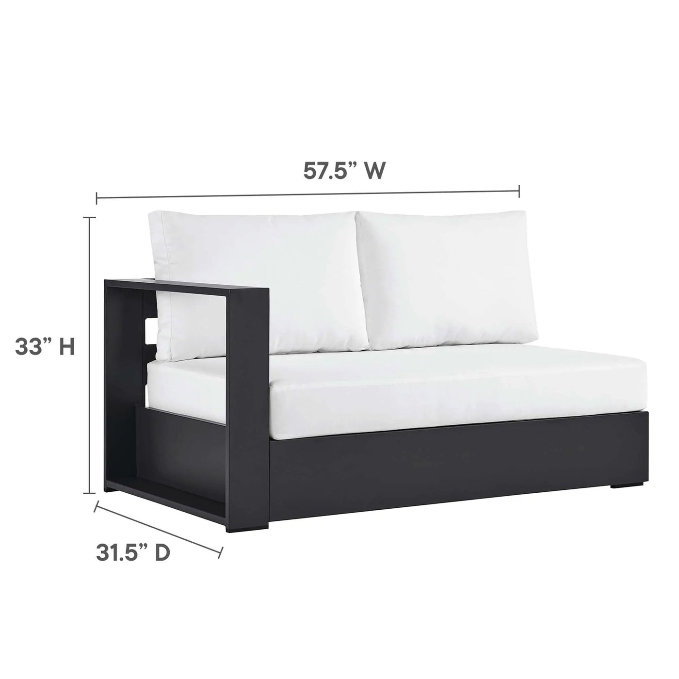 Tahoe Outdoor Patio Powder-Coated Aluminum Modular Left-Facing Loveseat by HouseOfZazla