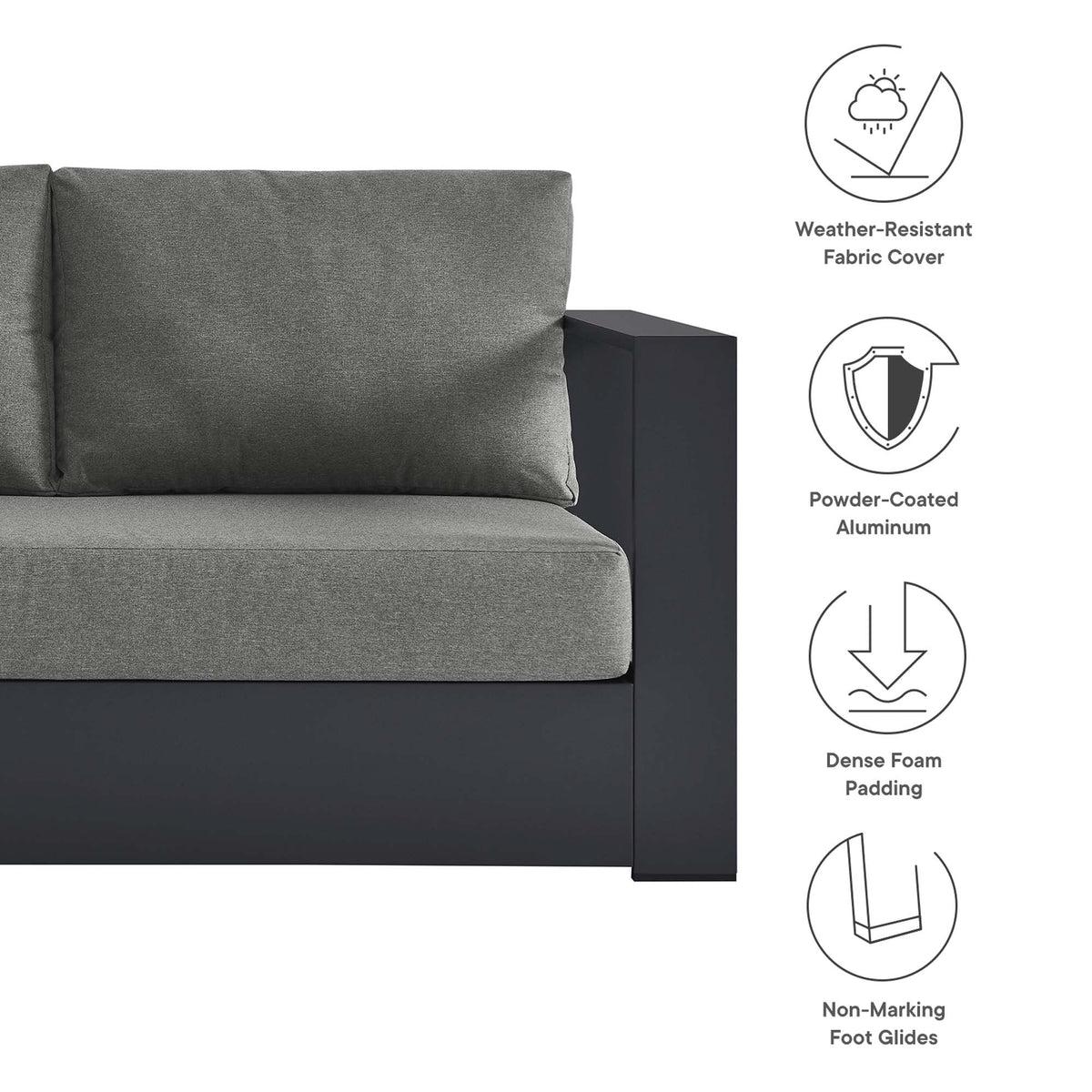 Tahoe Outdoor Patio Powder-Coated Aluminum Modular Right-Facing Loveseat by Modway, photo 3 of 27