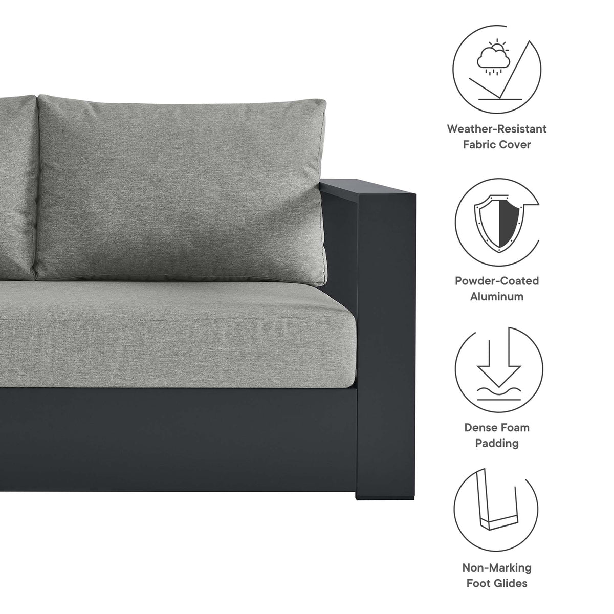 Tahoe Outdoor Patio Powder-Coated Aluminum Modular Right-Facing Loveseat by Modway, photo 12 of 27