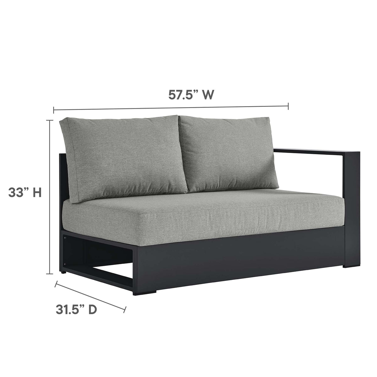 Tahoe Outdoor Patio Powder-Coated Aluminum Modular Right-Facing Loveseat by Modway, photo 11 of 27