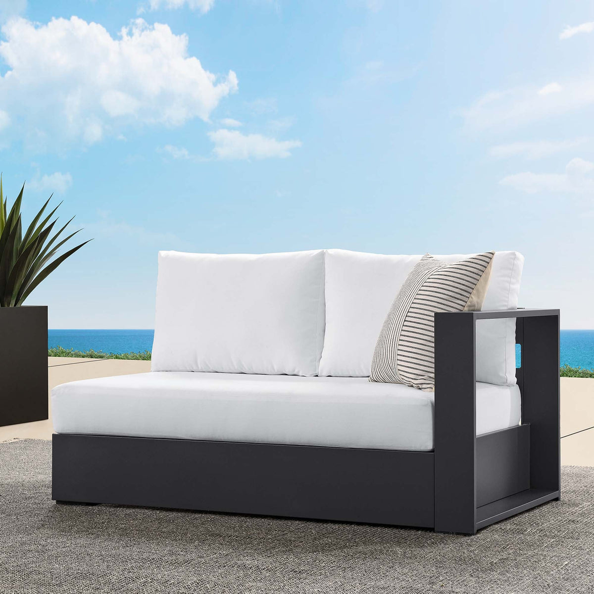 Tahoe Outdoor Patio Powder-Coated Aluminum Modular Right-Facing Loveseat by Modway, photo 27 of 27