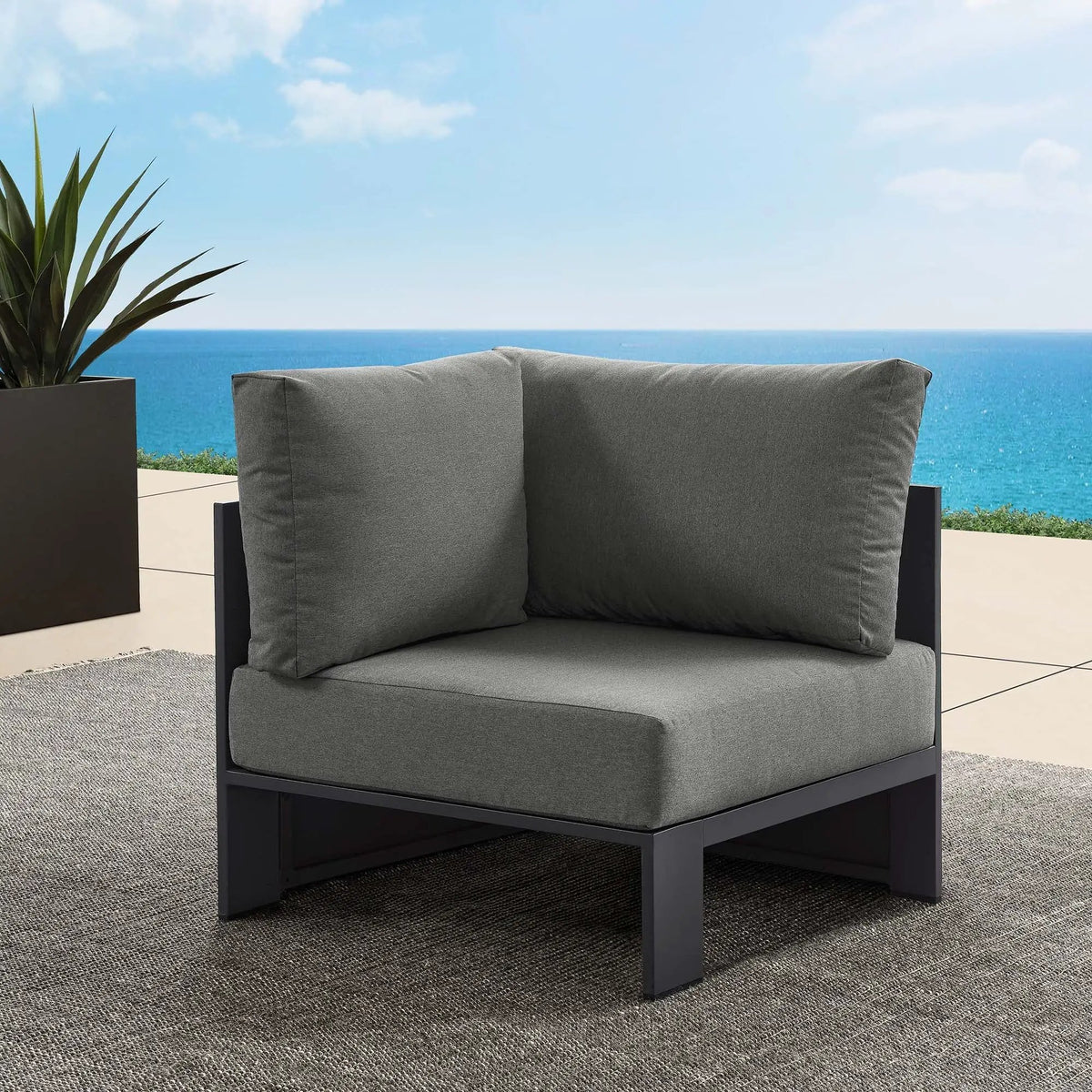 Tahoe Outdoor Patio Powder-Coated Aluminum Modular Corner Chair by Modway by HouseOfZazla