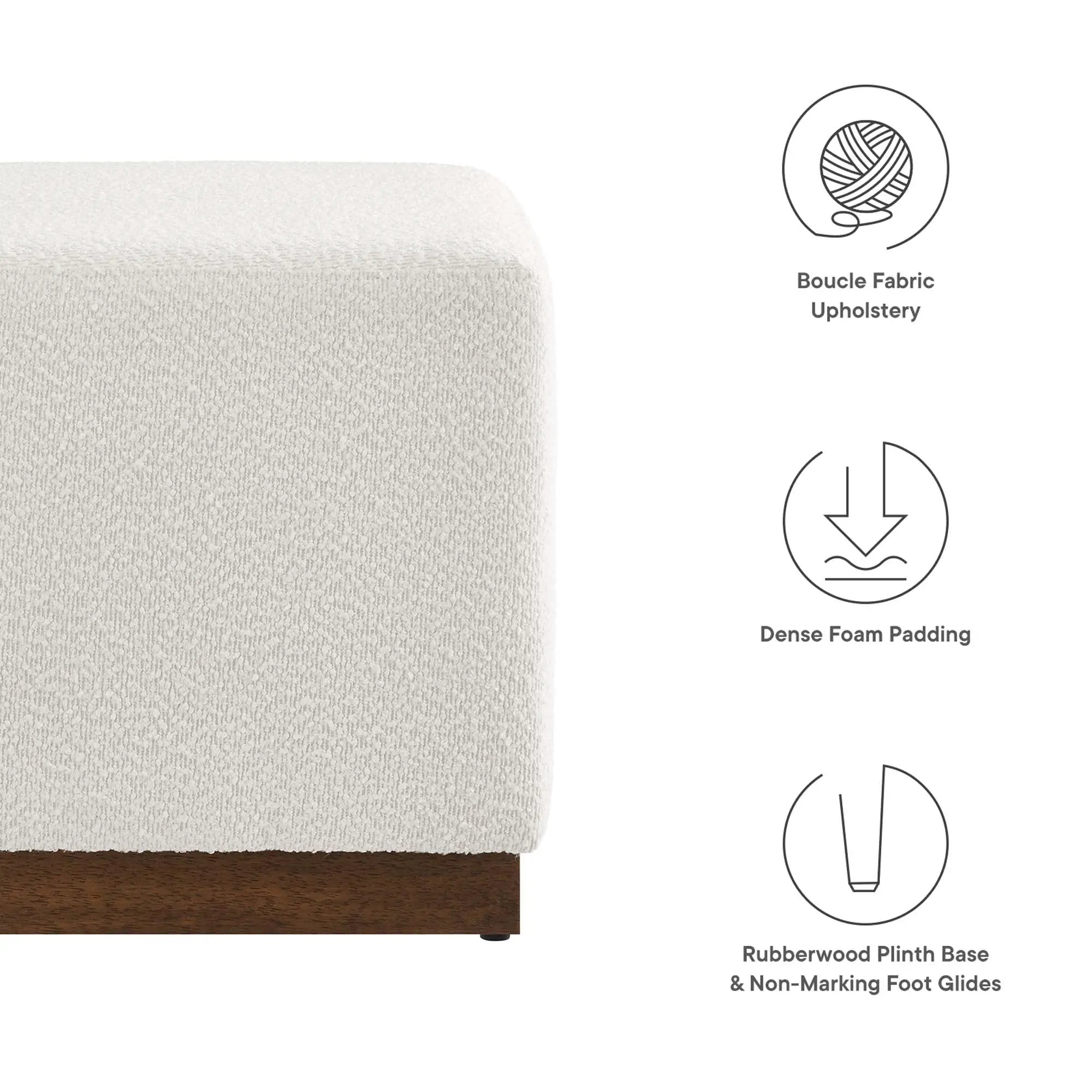 Tilden 17" Square Boucle Upholstered Ottoman by Modway by HouseOfZazla