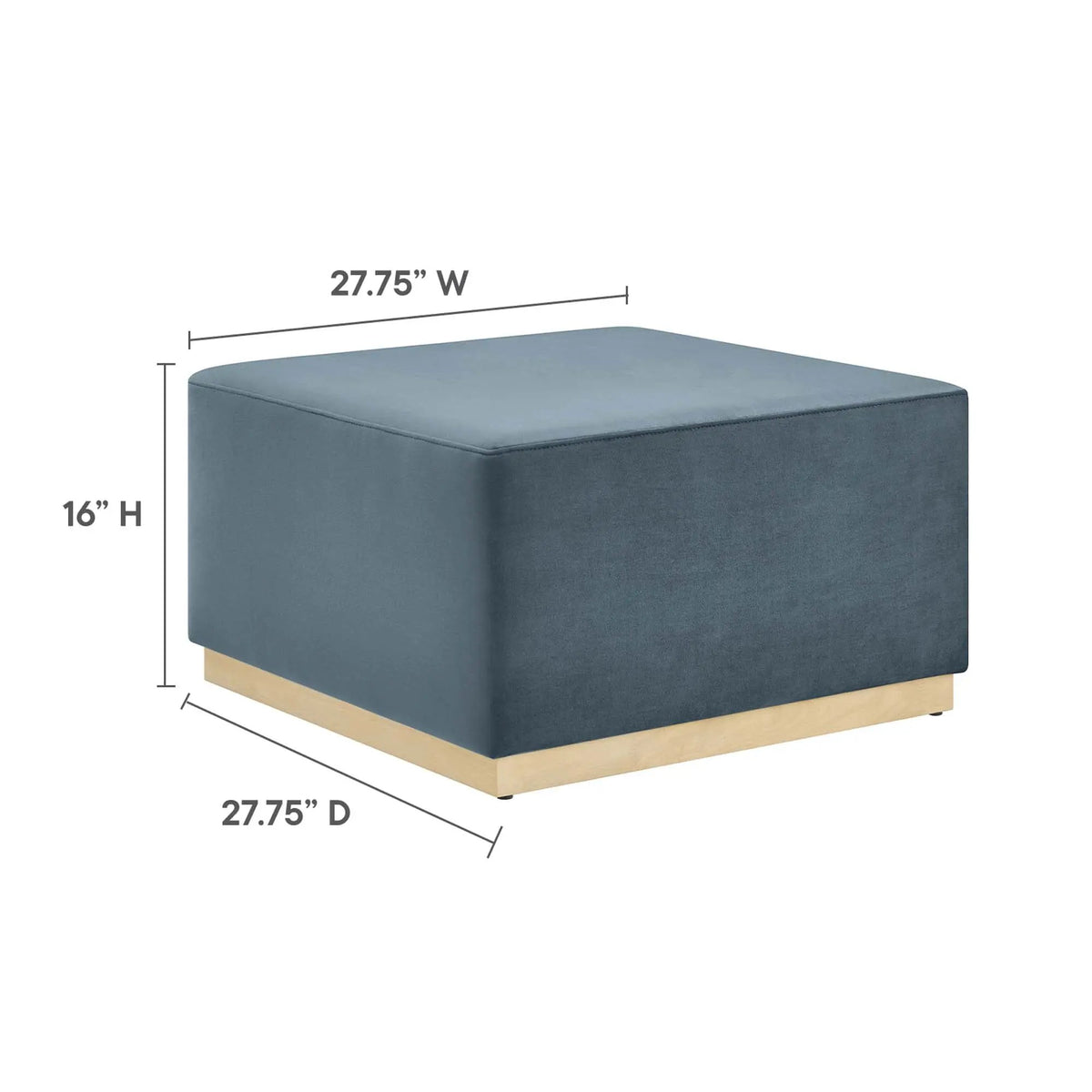 Tilden Large 28" Square Performance Velvet Upholstered Ottoman by HouseOfZazla