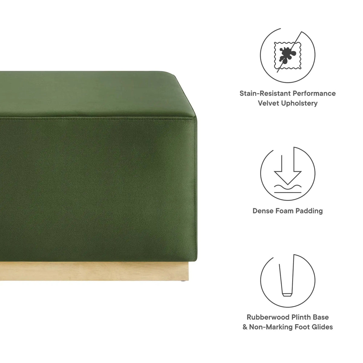 Tilden Large 28" Square Performance Velvet Upholstered Ottoman by HouseOfZazla