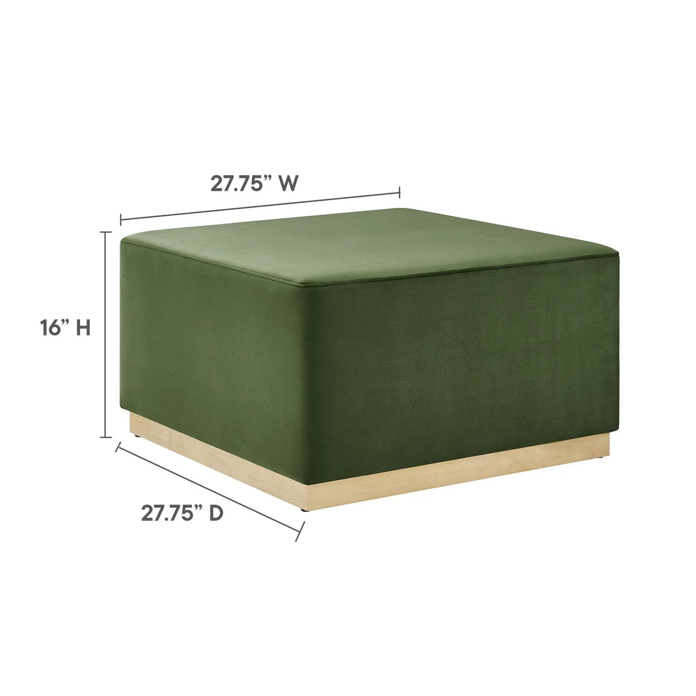Tilden Large 28" Square Performance Velvet Upholstered Ottoman by HouseOfZazla